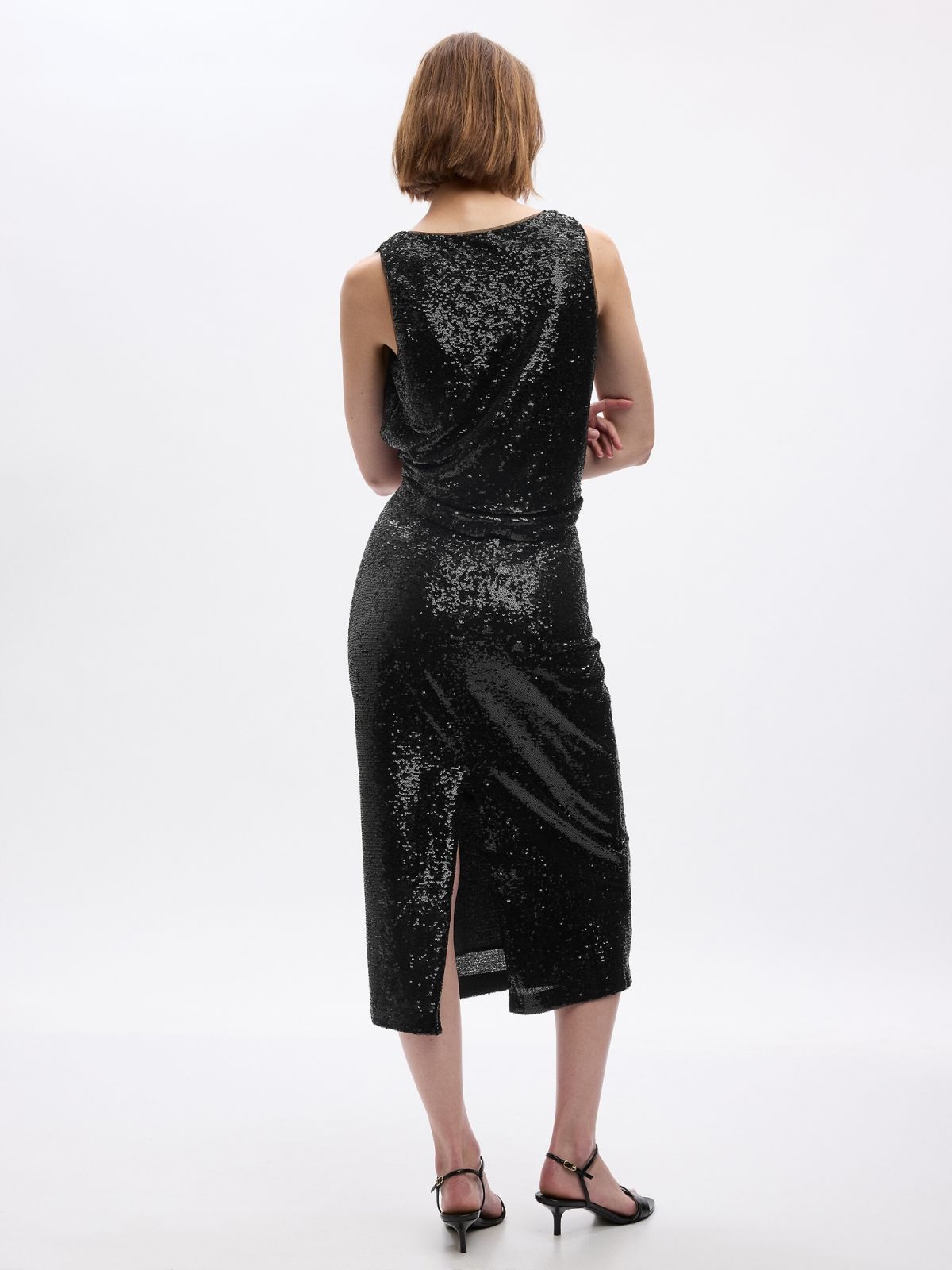 Μαύρη Sequin Midi Pencil Φούστα-826077001