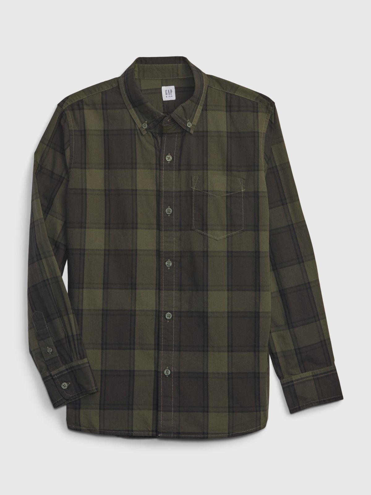 Πράσινο Παιδικό Poplin Button-Down Πουκάμισο-780257002
