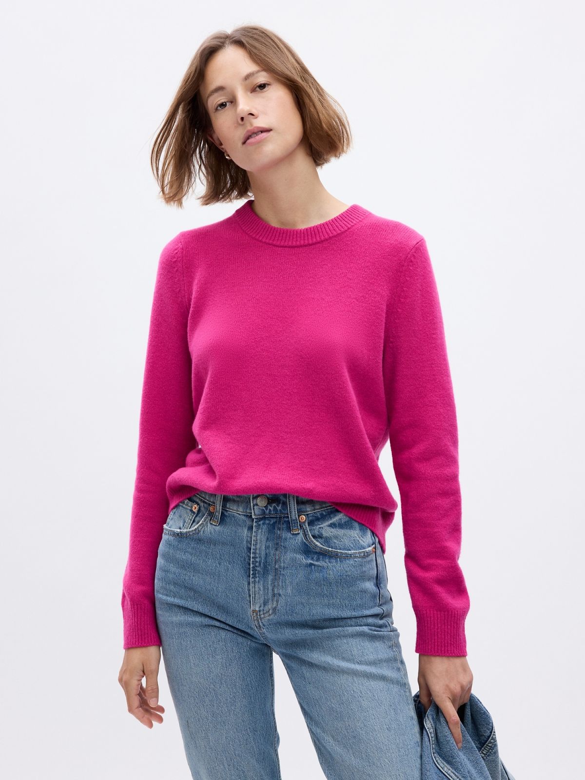 Ροζ CashSoft Crewneck Πουλόβερ-815136006