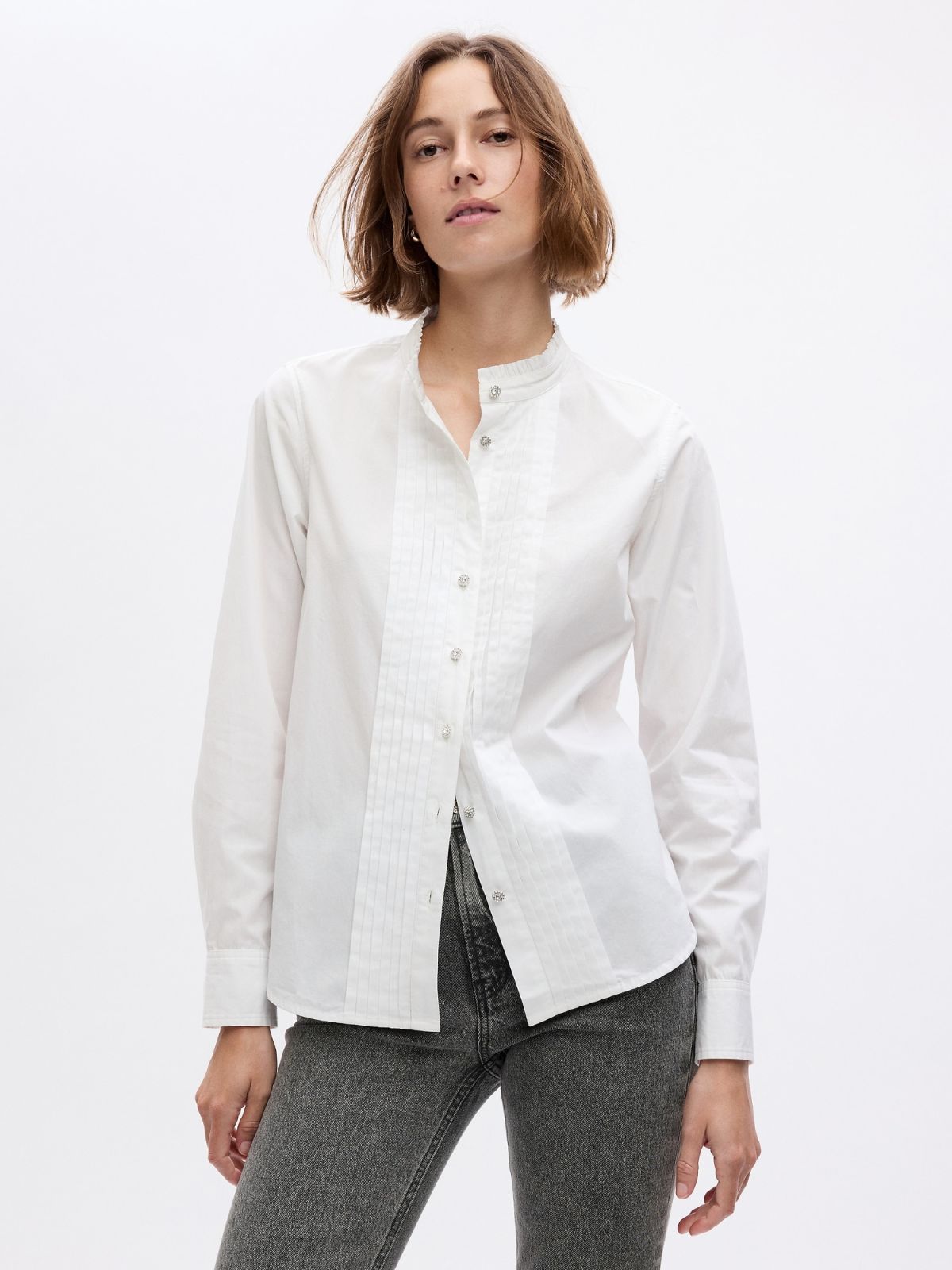 Organic Cotton Jewel Pintuck Shirt-826113001