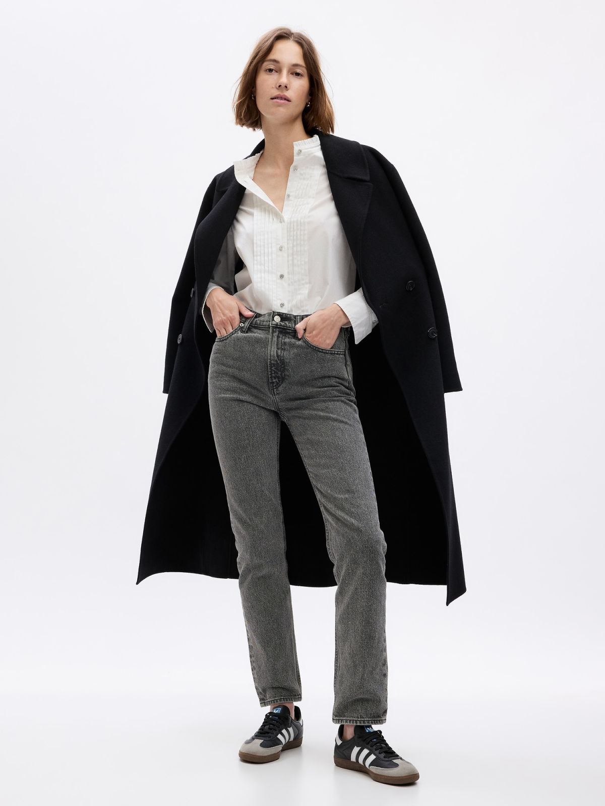 Άσπρο 100% Οργανικό Βαμβάκι Jewel Pintuck Πουκάμισο-826113001