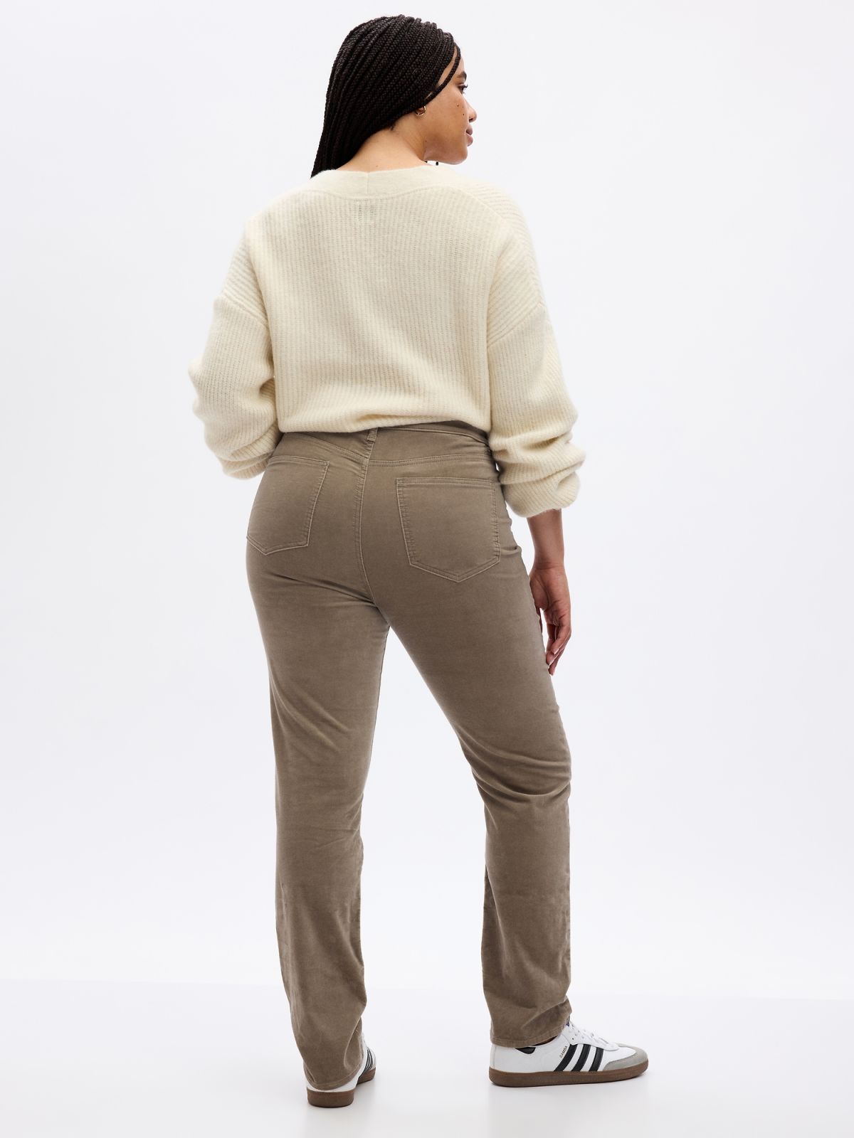 Μπεζ High Rise Βελούδινο Vintage Slim Jean Παντελόνι-728856003