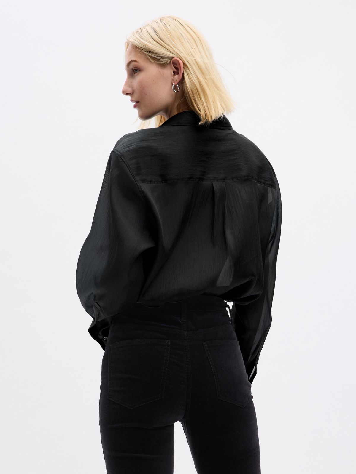 Μαύρο Sheer Big Shirt Πουκάμισο-823596001