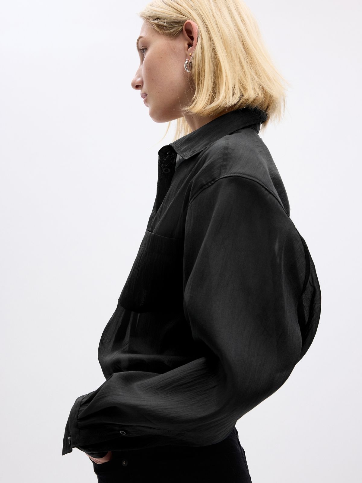 Μαύρο Sheer Big Shirt Πουκάμισο-823596001