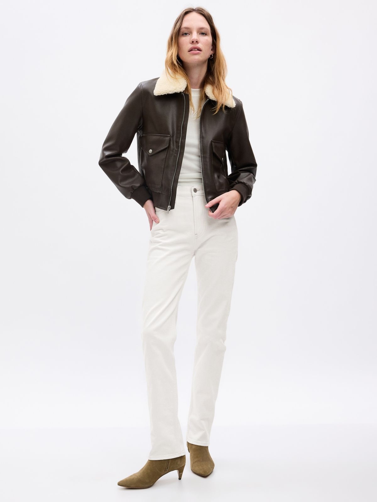 Άσπρο High Rise 90s Straight Jean Παντελόνι με Washwell-821866000