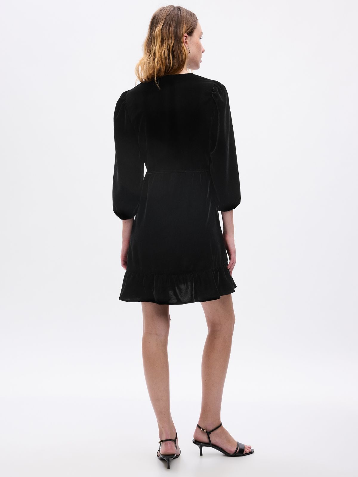 Μαύρο Velvet Wrap Mini Φόρεμα-826657002