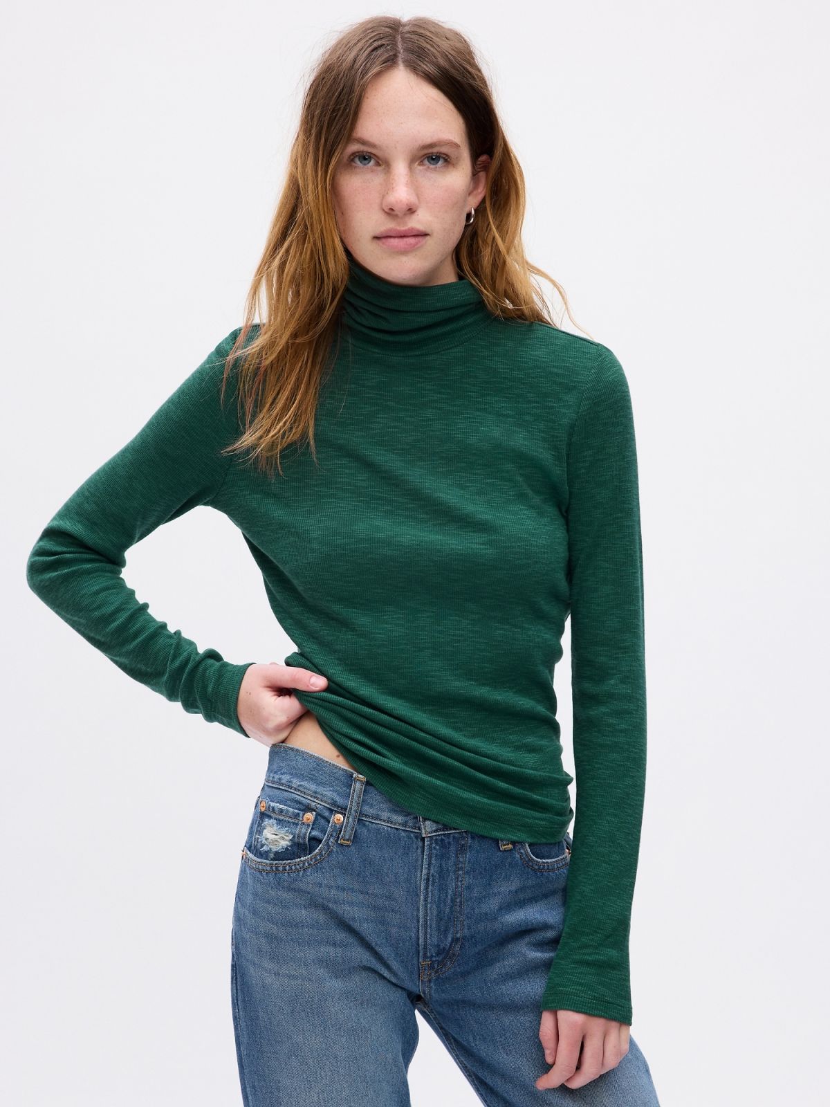Essential Rib Turtleneck T-Shirt-810808003