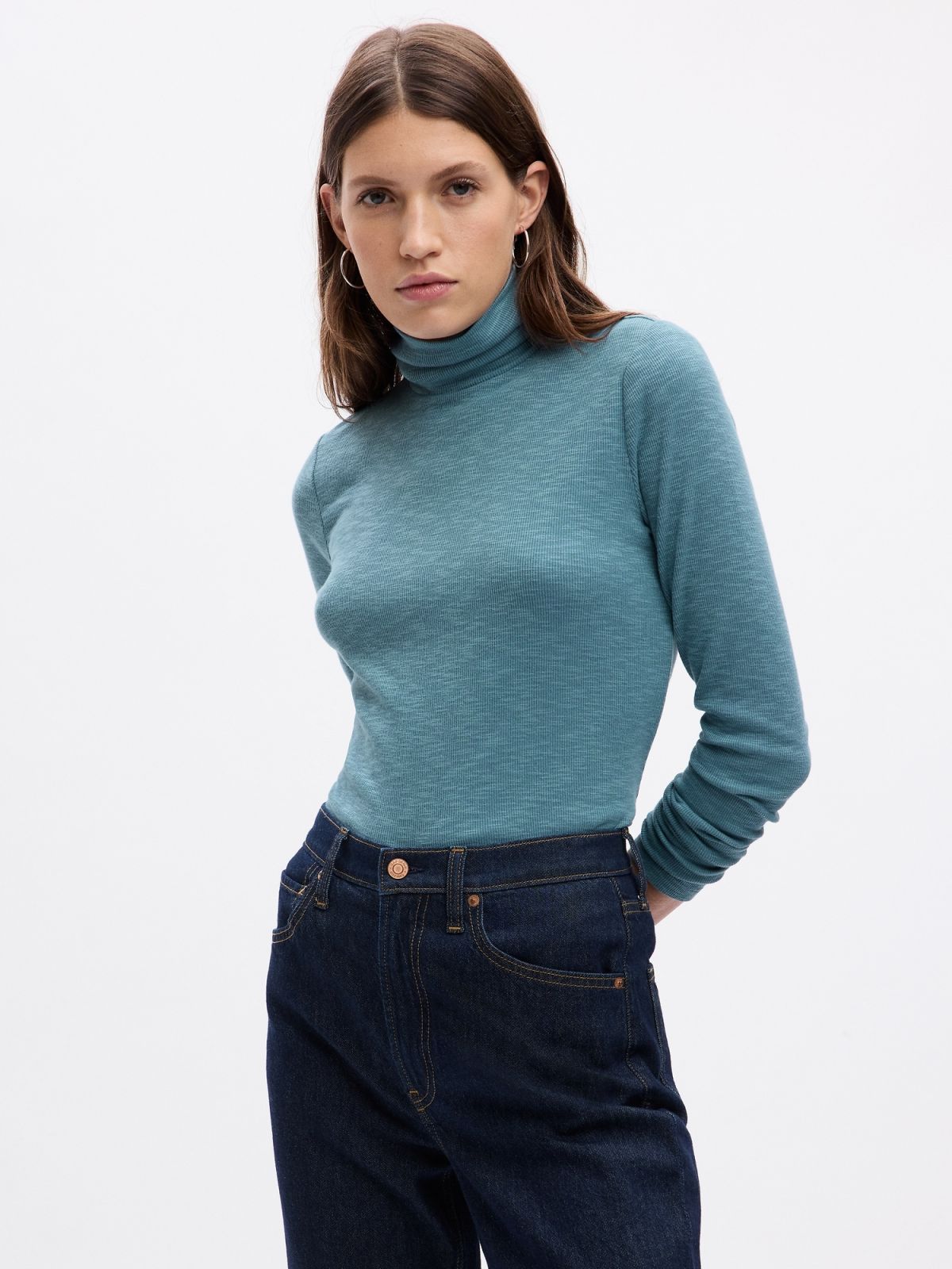 Μπλε Essential Rib Turtleneck Μπλούζα-810808008