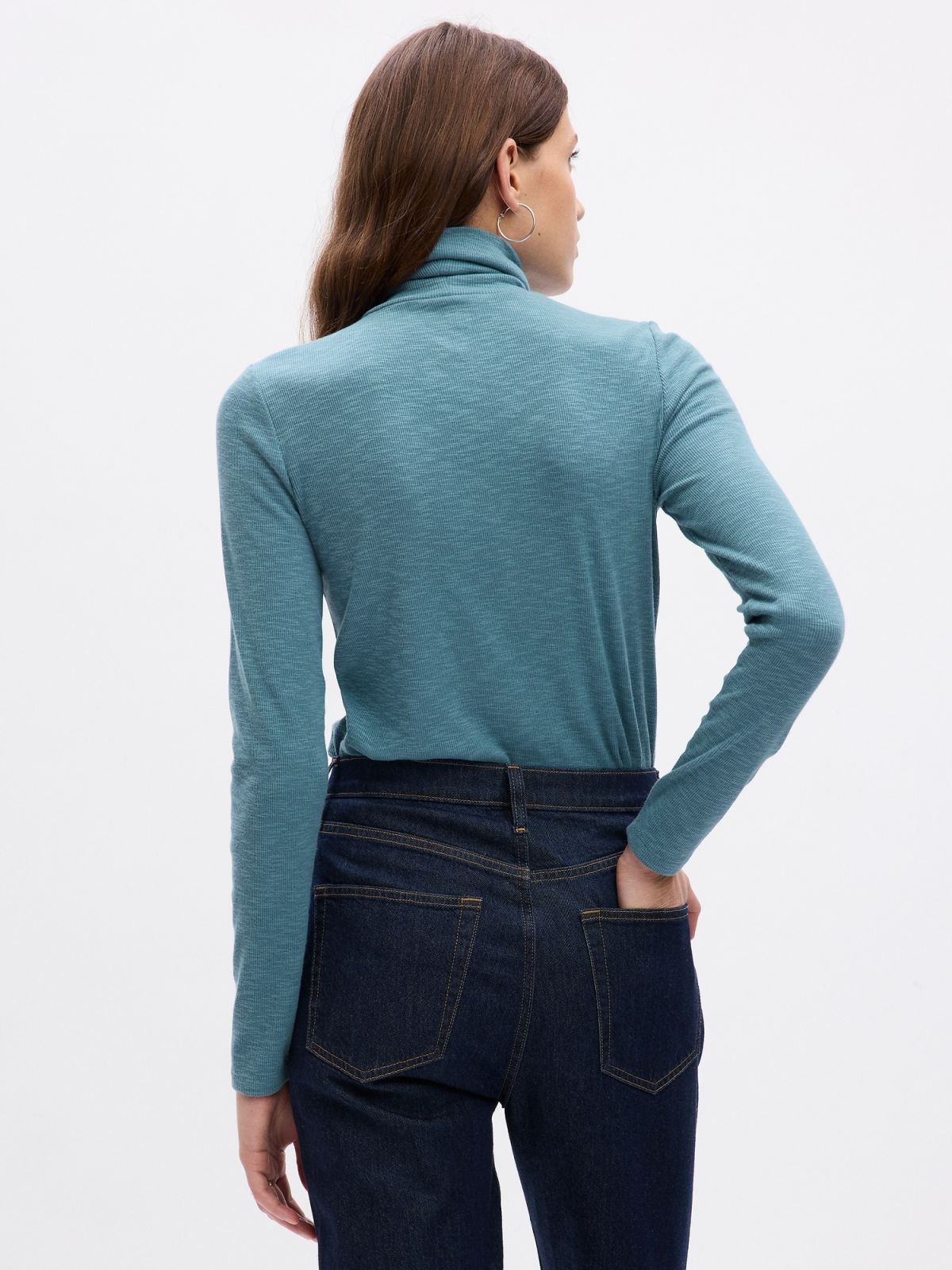 Μπλε Essential Rib Turtleneck Μπλούζα-810808008