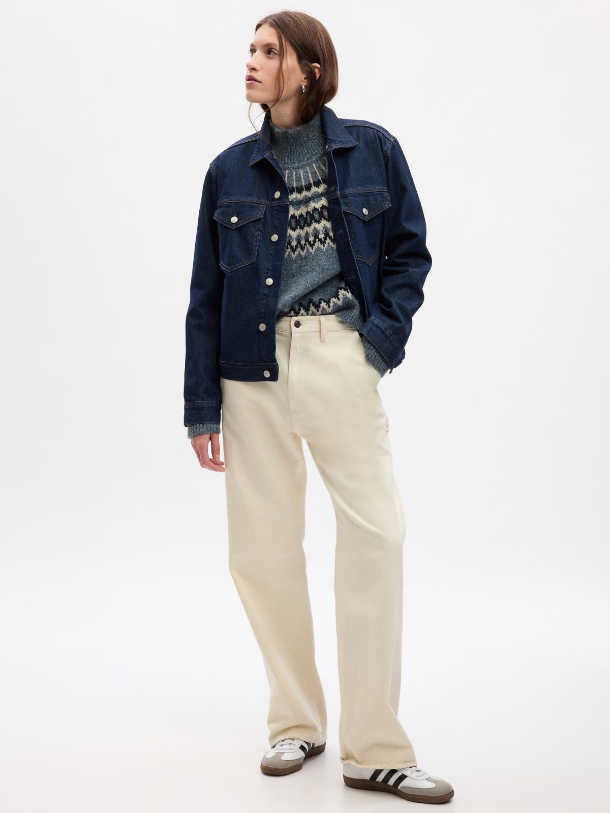 Μπλε Fair Isle Mockneck Πουλόβερ-816708003