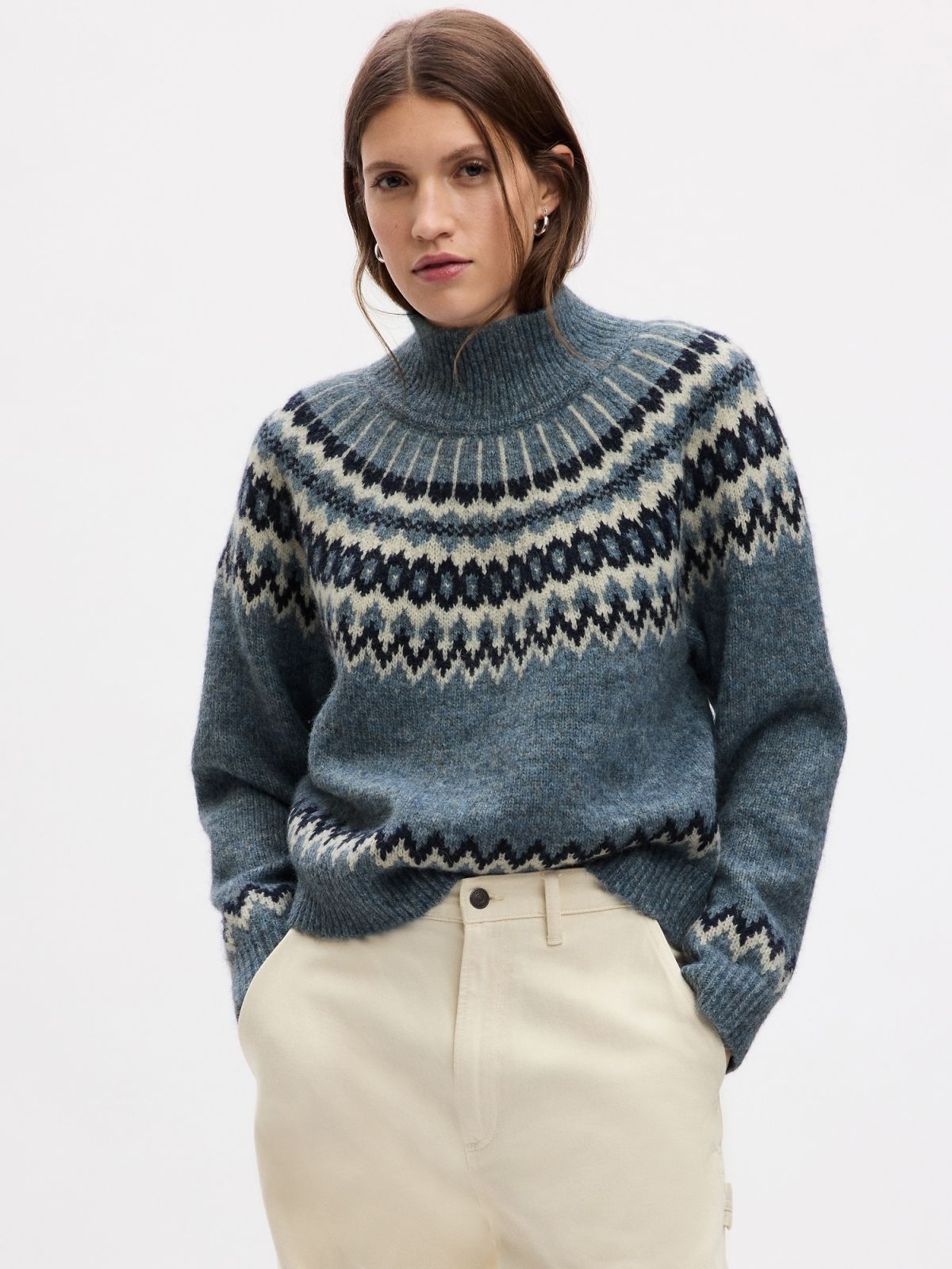 Fair Isle Mockneck Sweater-816708003