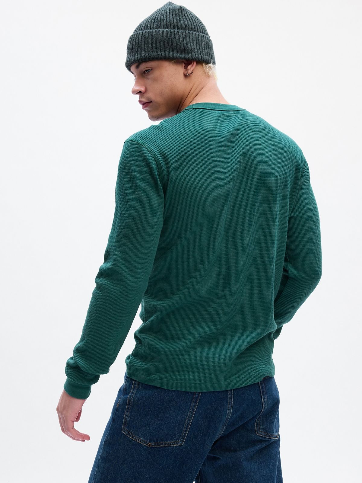 Πράσινη Waffle-Knit Crewneck Μπλούζα-779075011