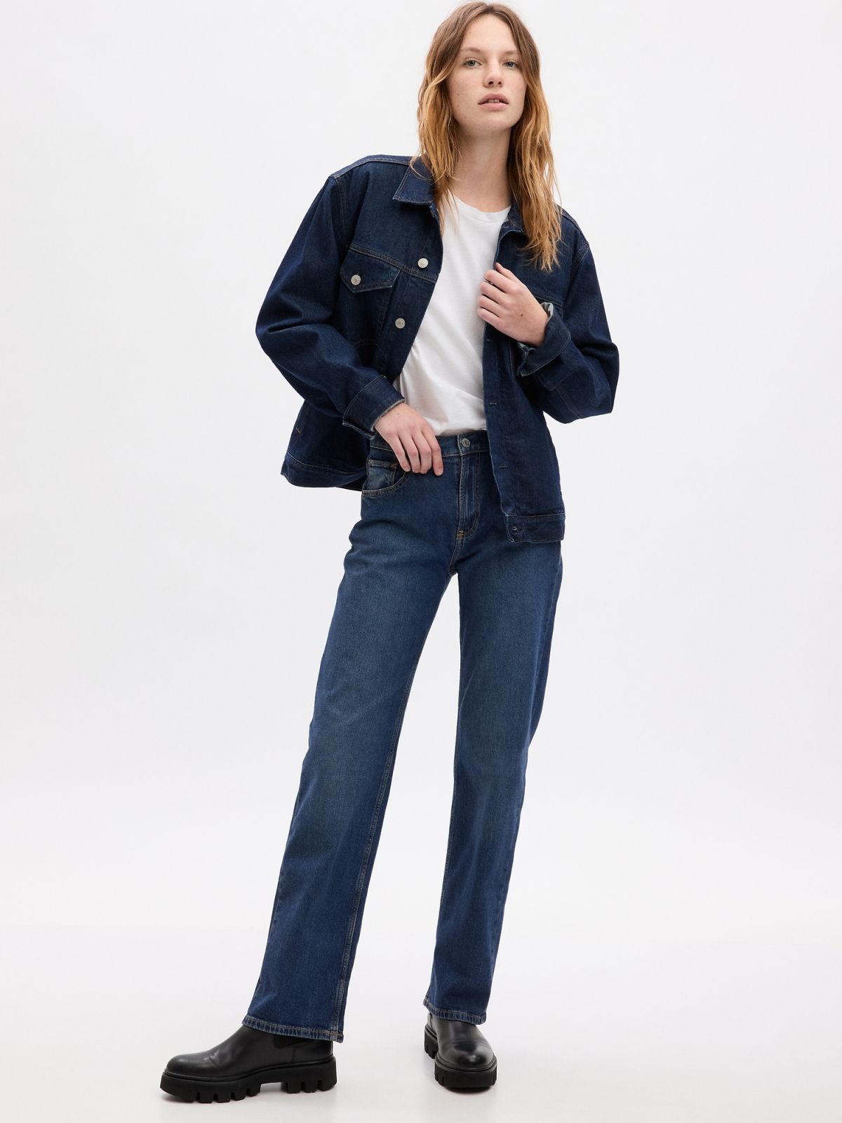 Μπλε Mid Rise Cotton '90s Loose Jean Παντελόνι-852782000