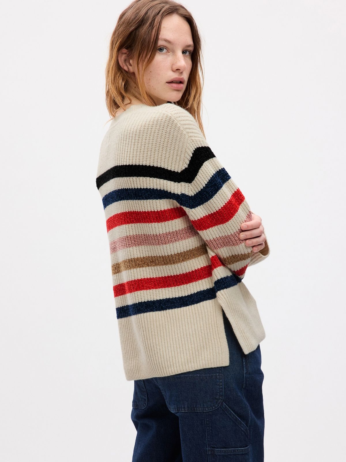 24/7 Split-Hem CashSoft Stripe Sweater-822885000