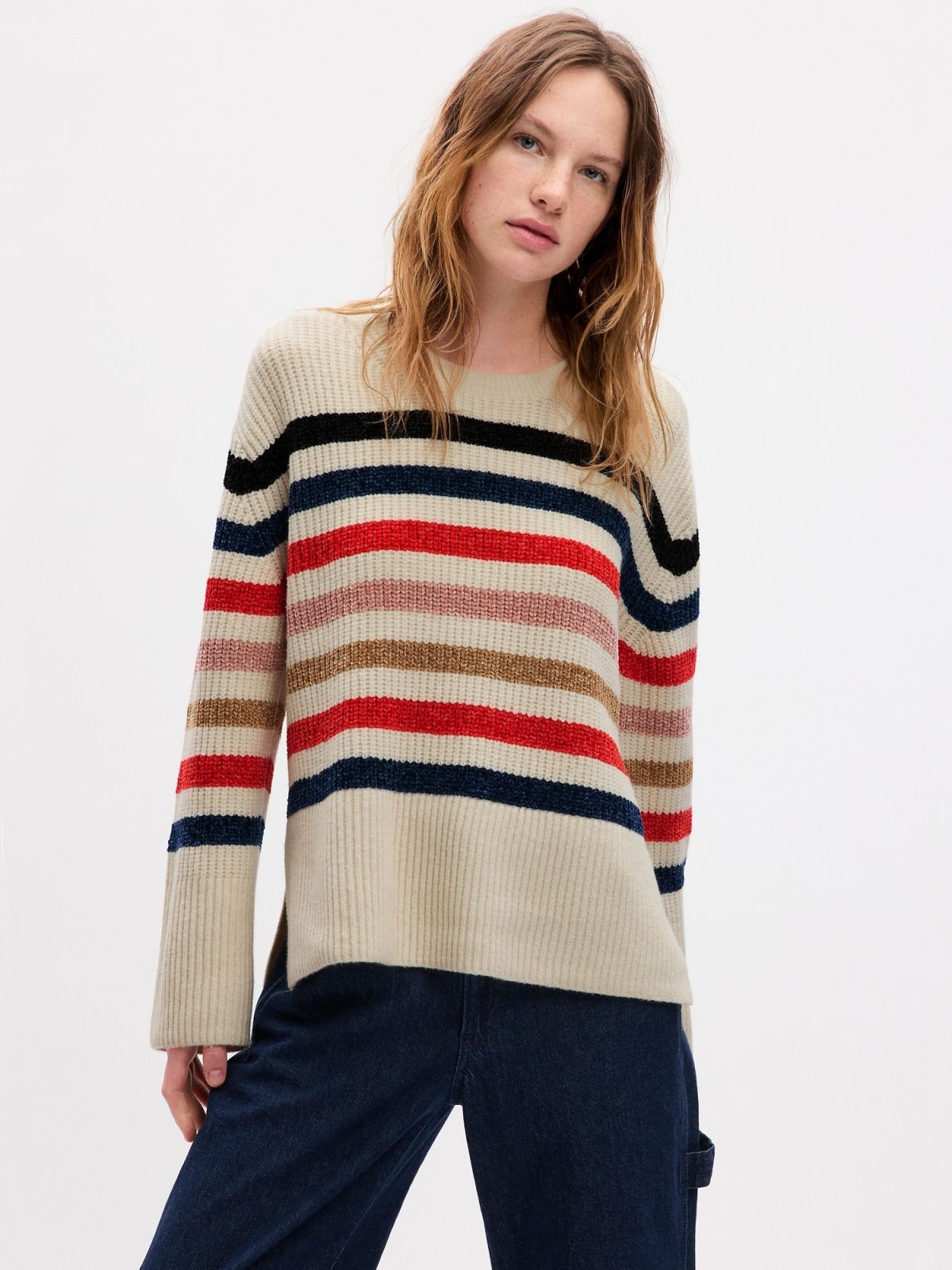 24/7 Split-Hem CashSoft Stripe Sweater-822885000
