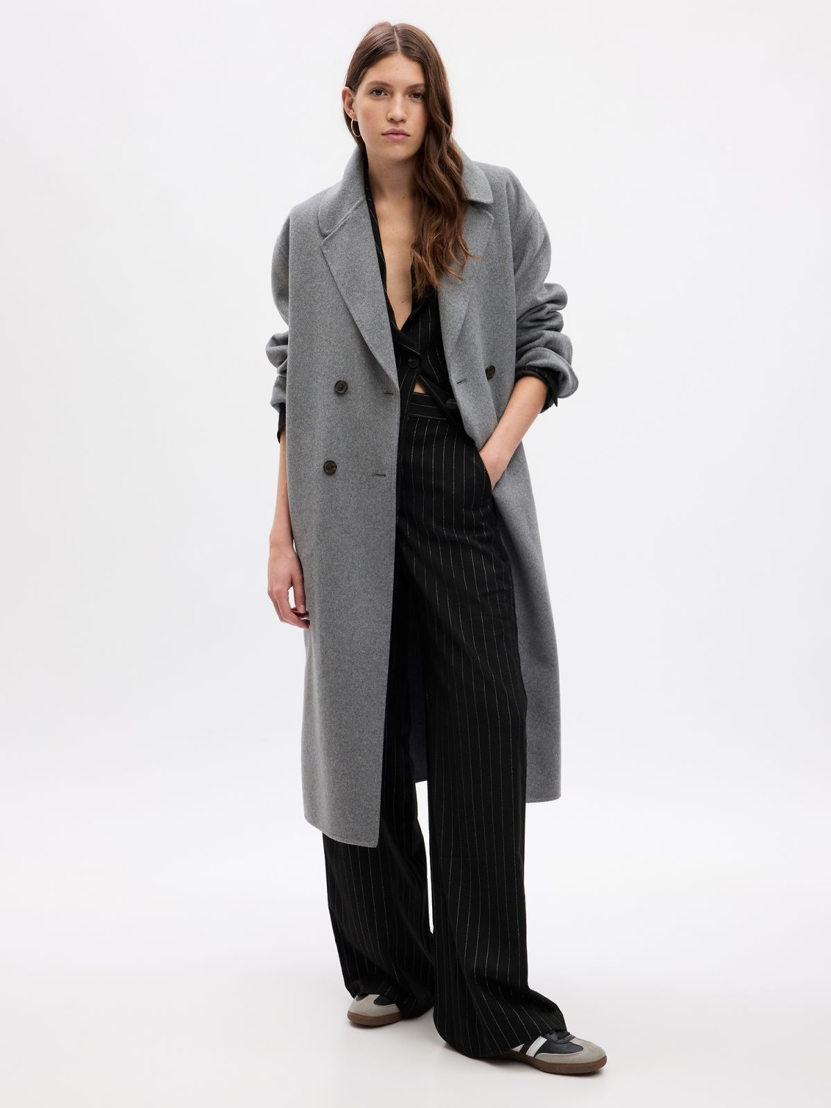 Μαύρο High Rise Metallic Ριγέ Wide-Leg Παντελόνι-817256000