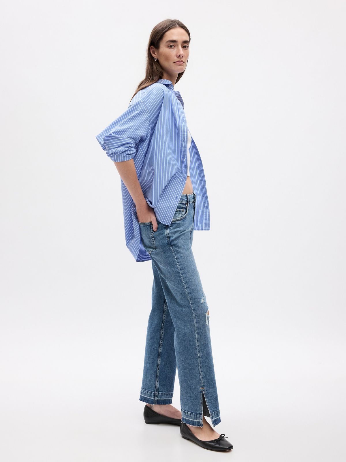 Μπλε Mid Rise Cotton '90s Loose Jean Παντελόνι-570868000