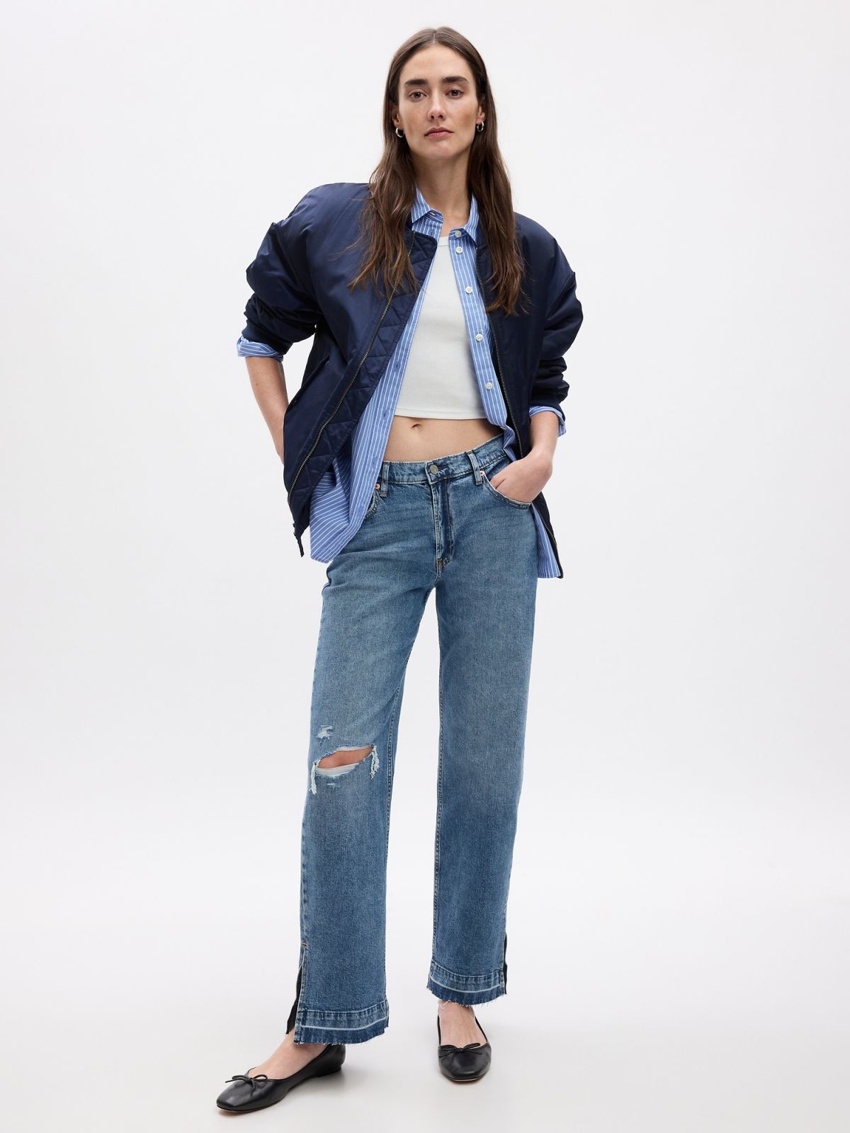 Μπλε Mid Rise Cotton '90s Loose Jean Παντελόνι-570868000