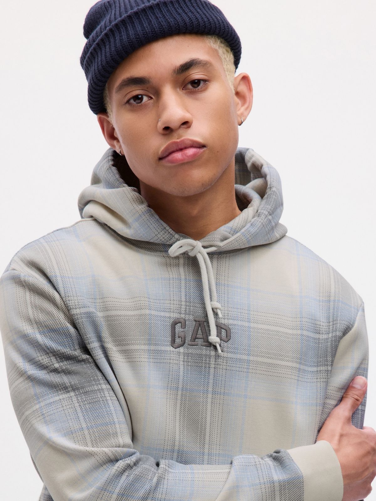 Γκρι Gap Arch Logo Καρό Φούτερ-829087000