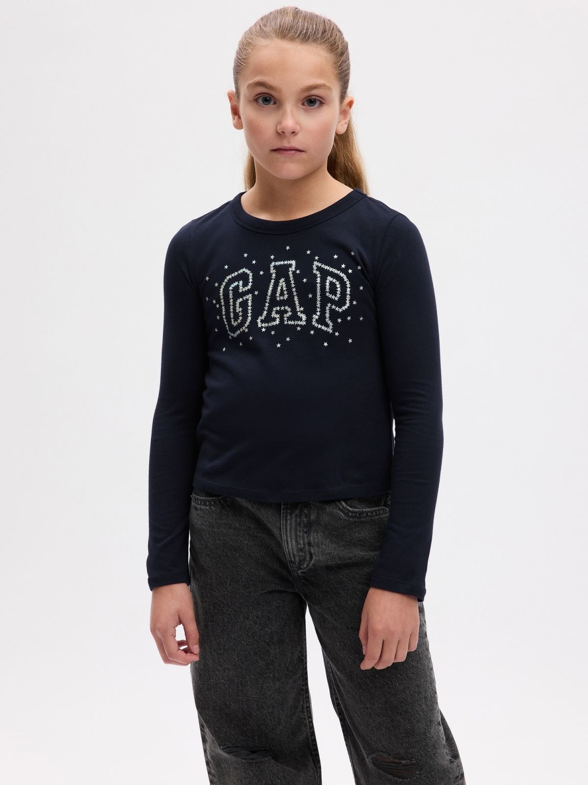 Παιδική 100% Οργανικό Βαμβάκι Rhinestone Logo Μπλούζα-825169001