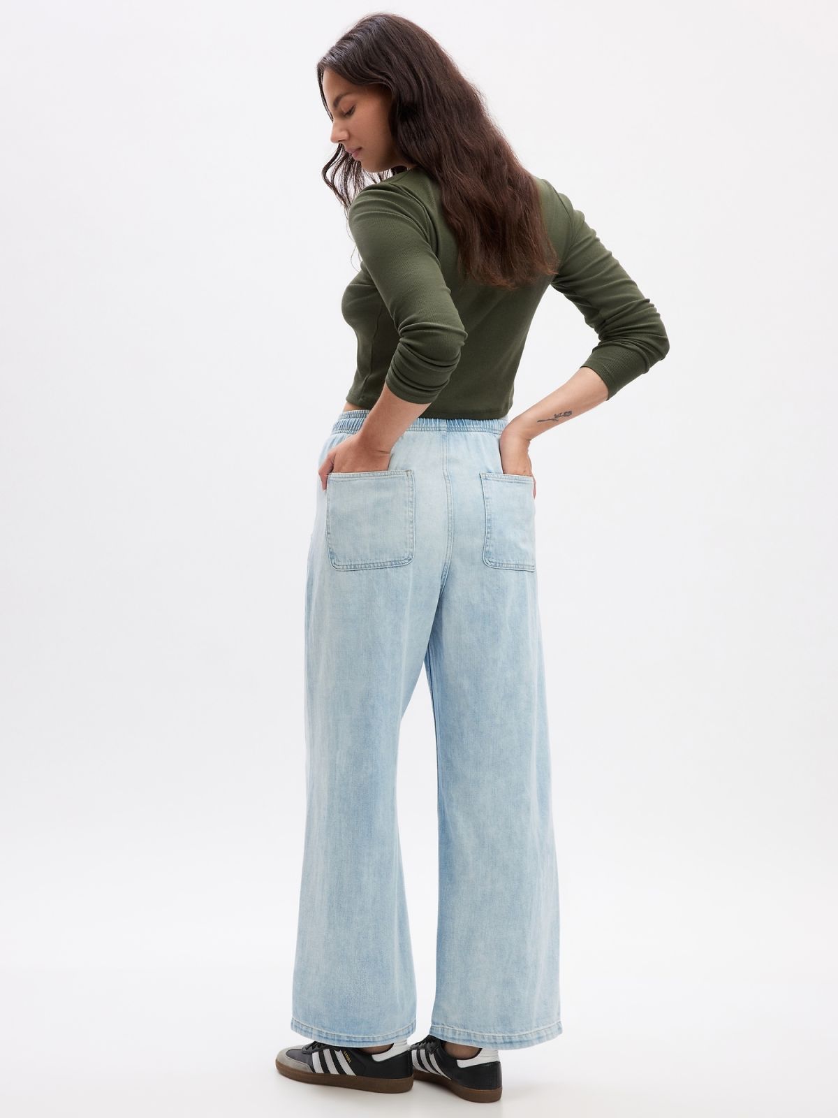 Μπλε High Rise Wide-Leg Pull-On Jean Παντελόνι με Washwell-870133000