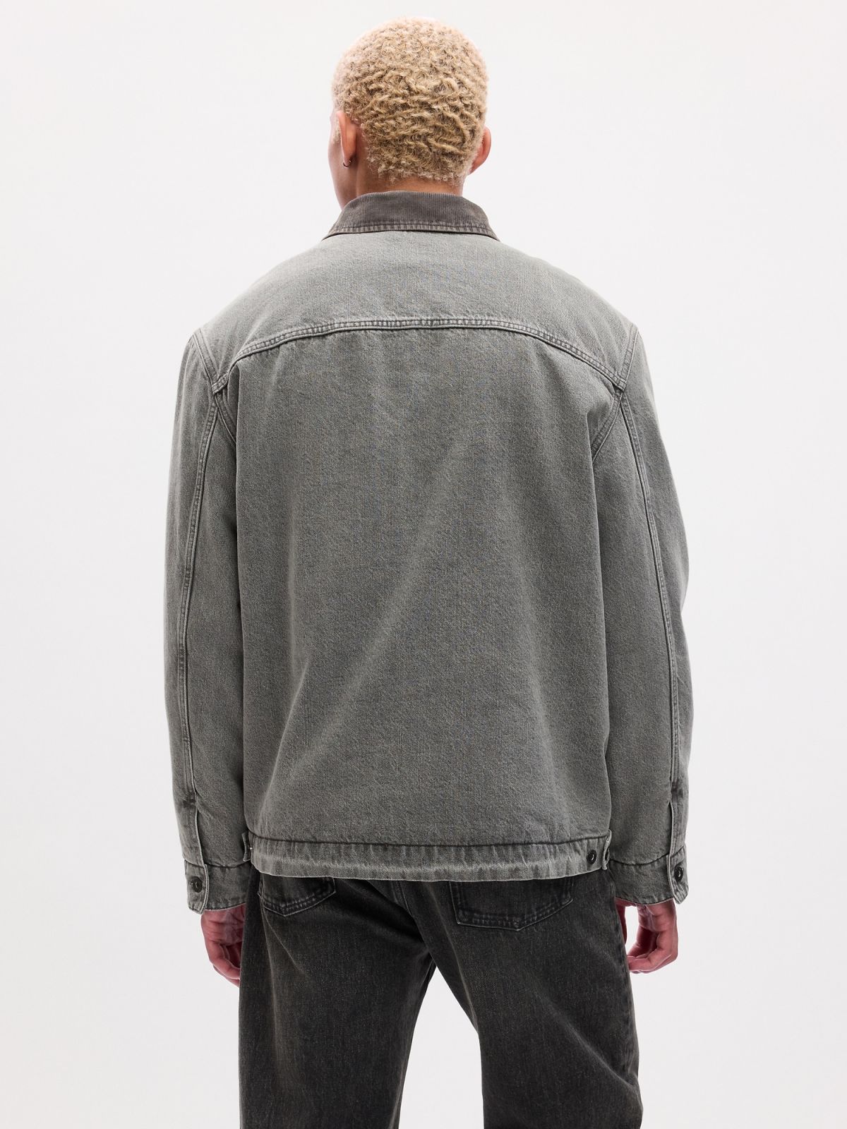 Γκρι Επενδυμένο Denim Chore Πανωφόρι με Washwell-810345000
