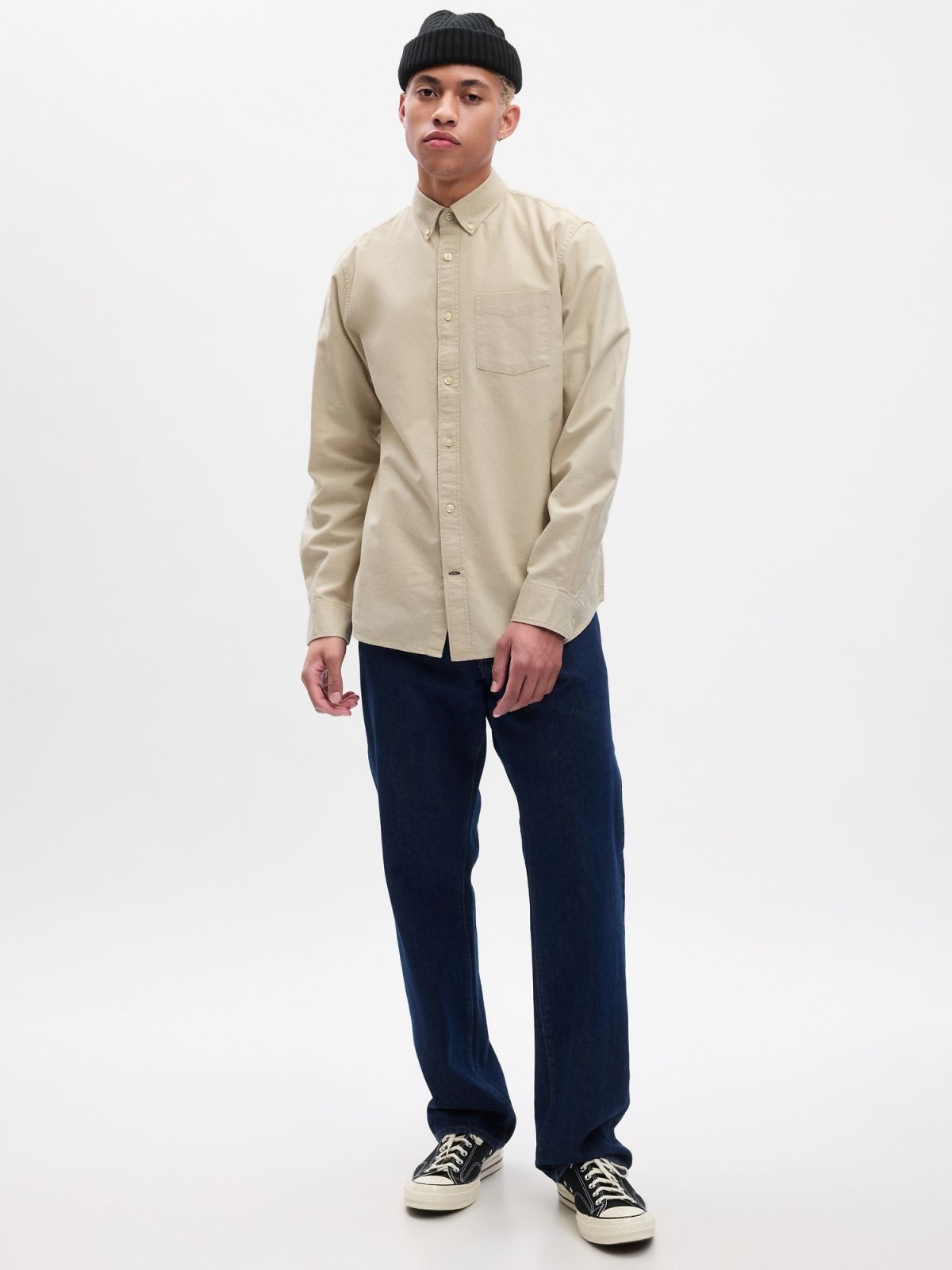 Μπεζ Oxford Πουκάμισο σε Standard Fit-821153003