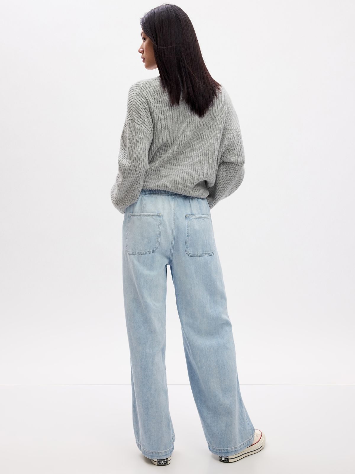 High Rise Wide-Leg Pull-On Jeans-870133000