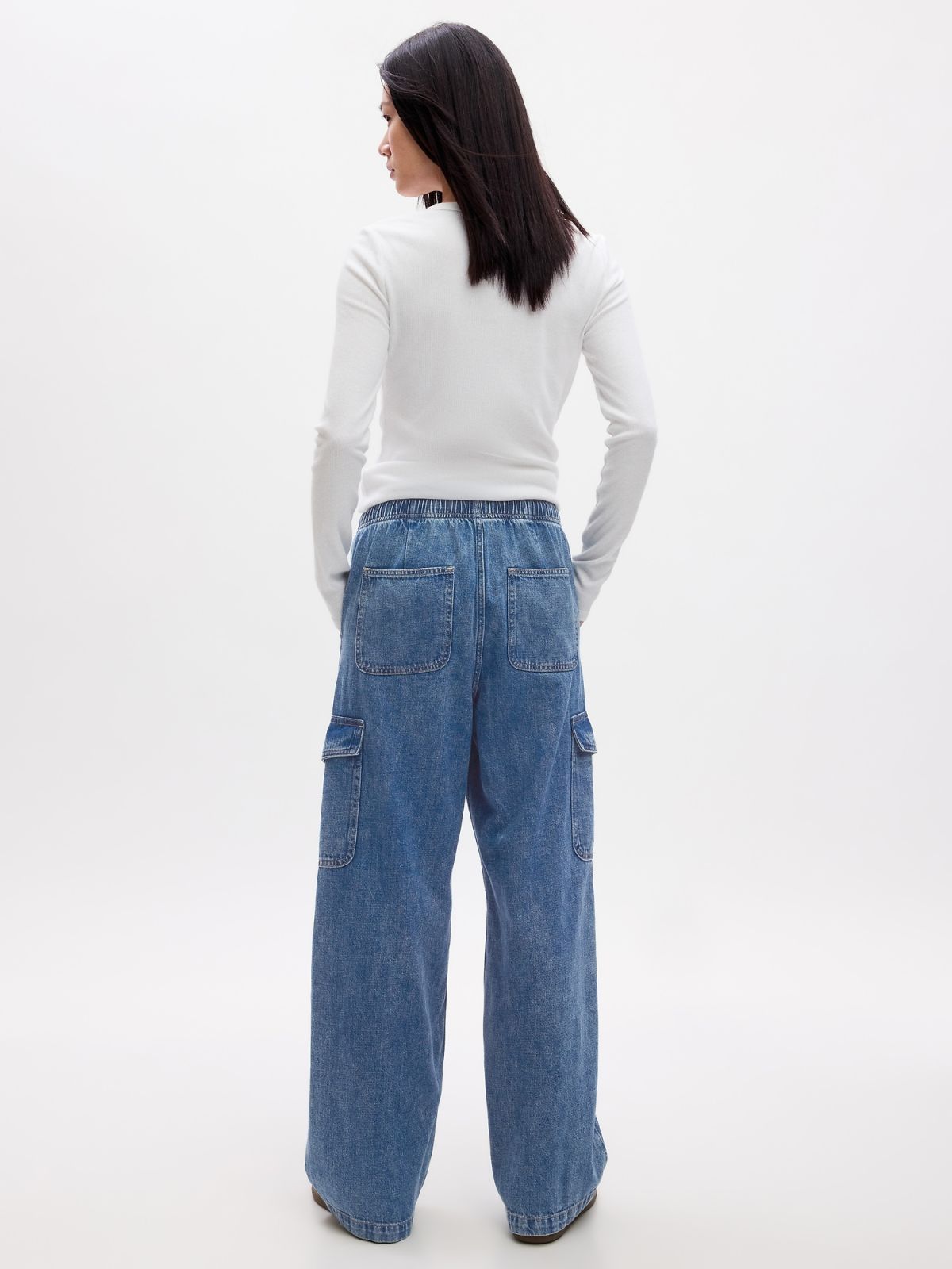 Μπλε High Rise Wide-Leg Pull-On Jean Παντελόνι με Washwell-870134000