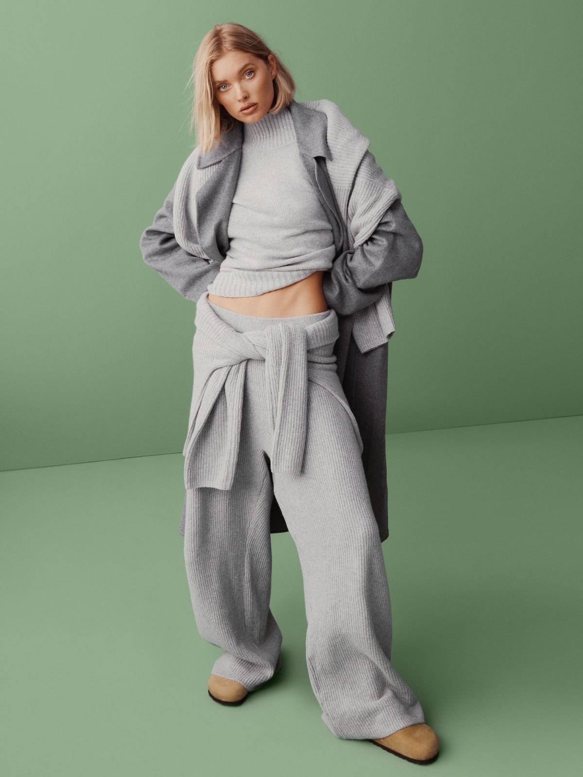 Γκρι CashSoft Shaker-Stitch Sweater Παντελόνι-816705000