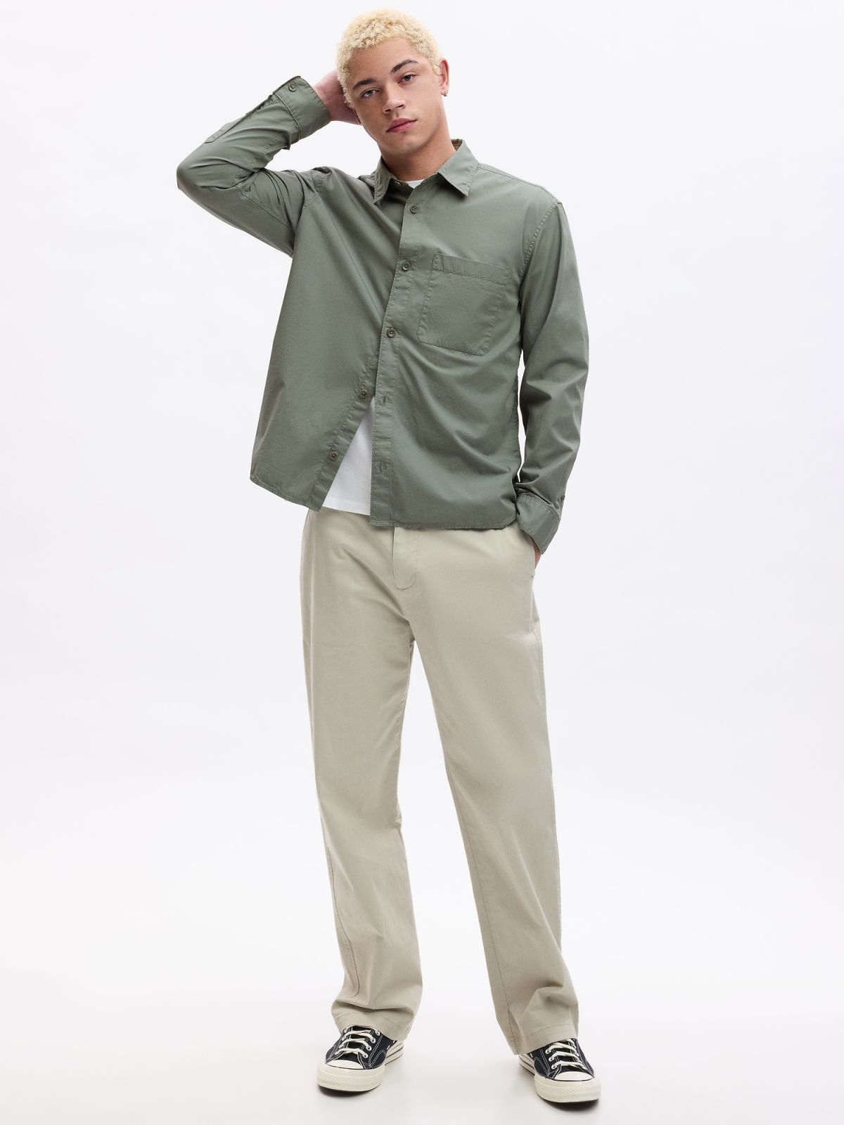 Πράσινο Relaxed Twill Πουκάμισο-823528001