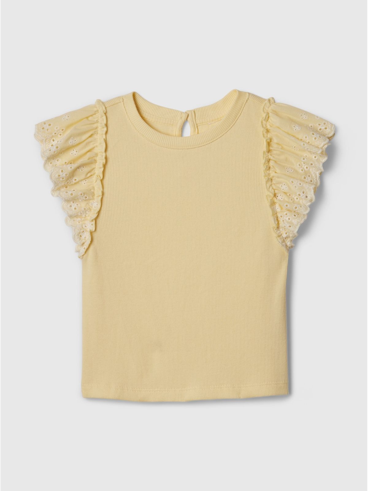 Κίτρινη babyGap Eyelet Rib Μπλούζα-887033000