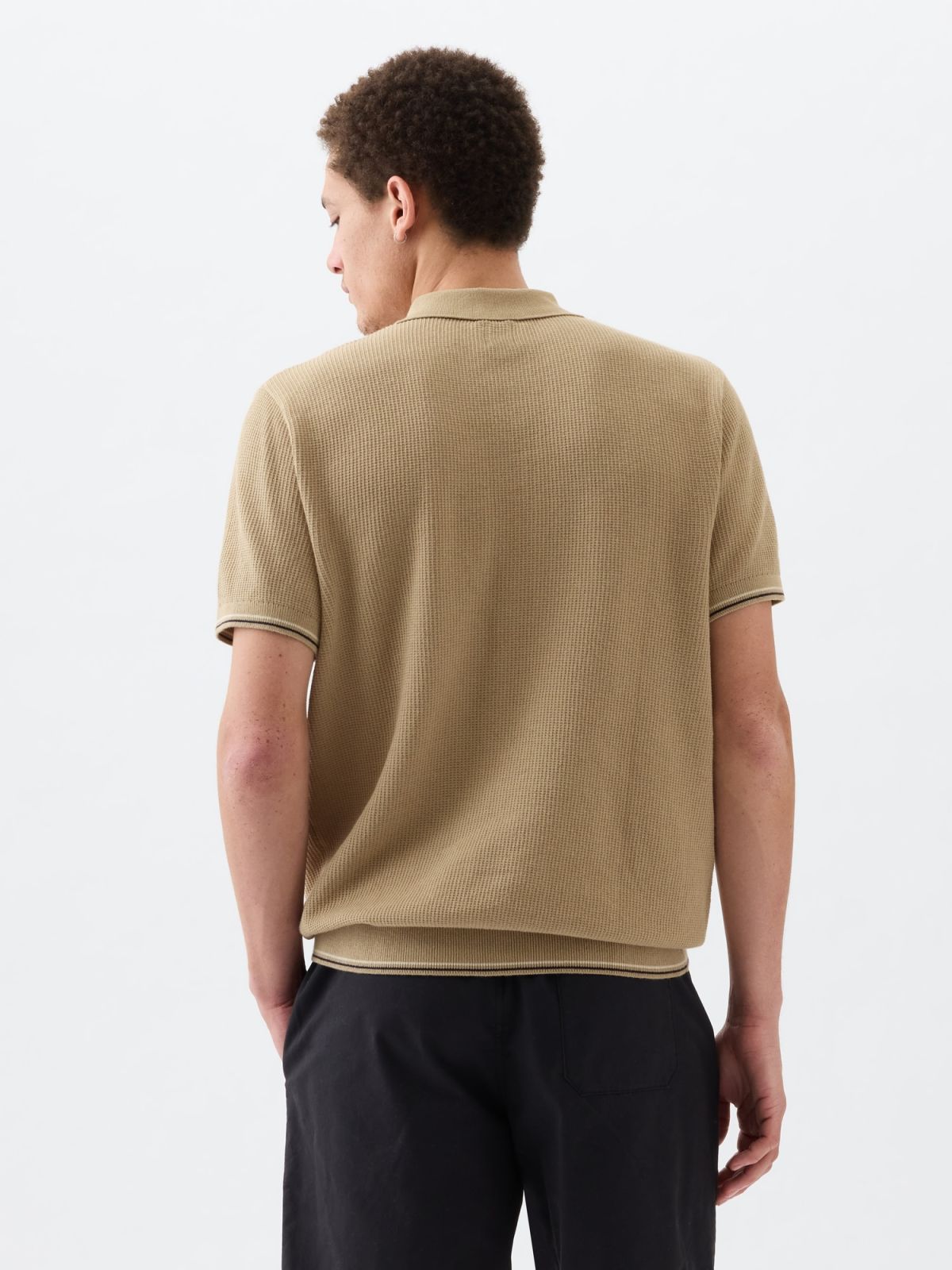 Καφέ Textured Sweater Polo Μπλούζα-855596000