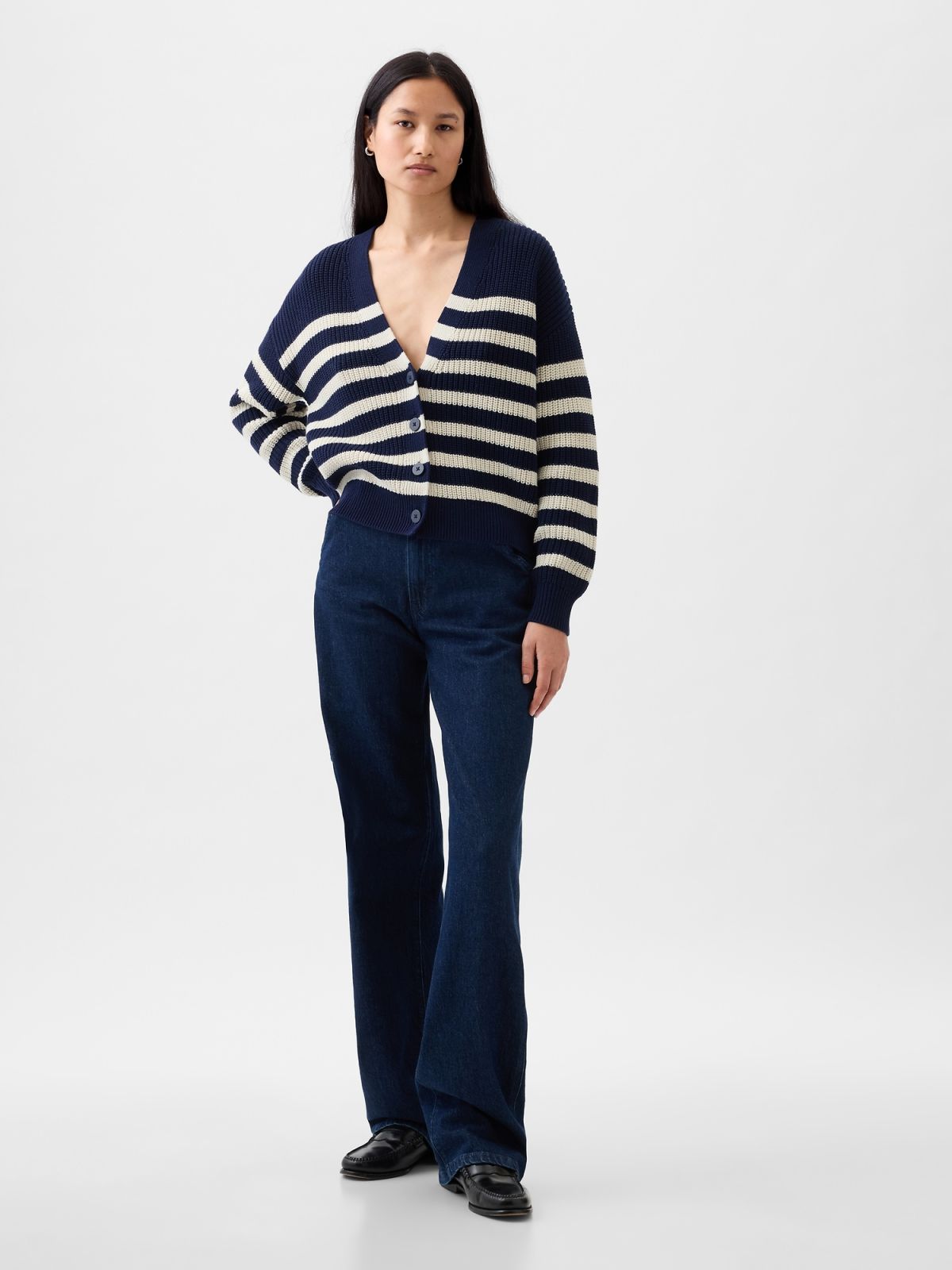 Μπλε Shaker-Stitch Ζακέτα-592231005