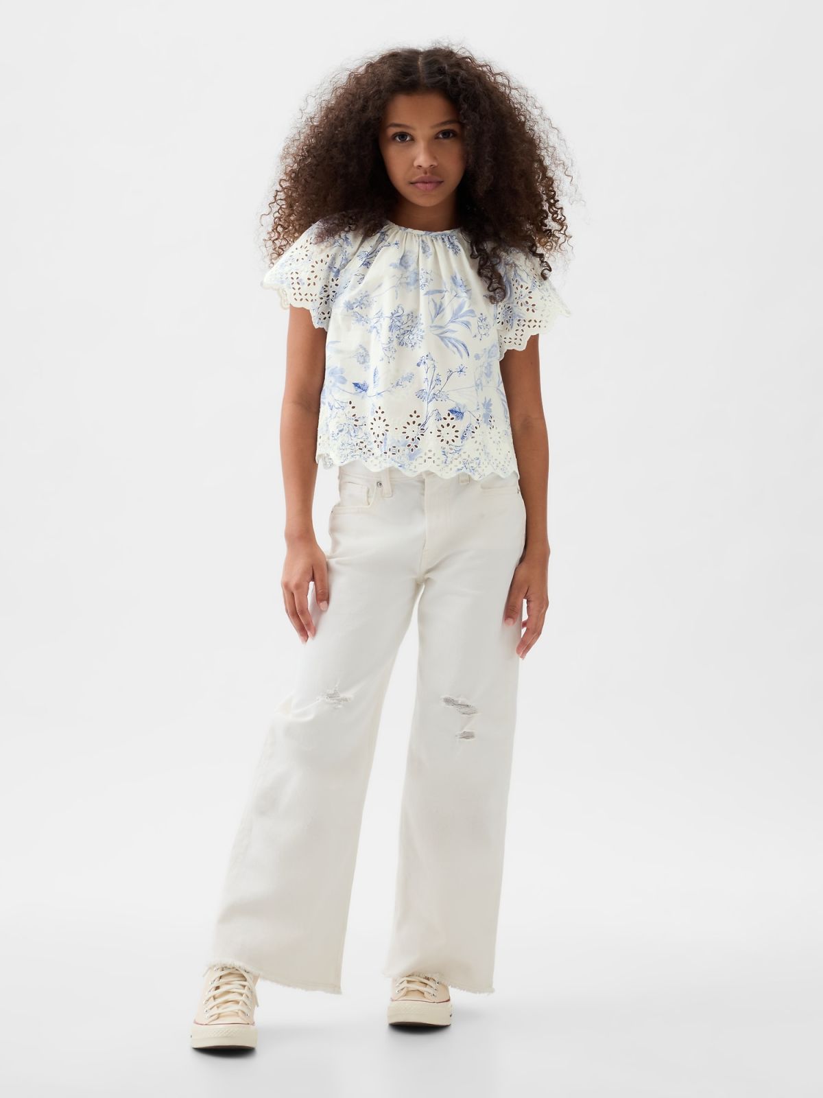 Μπλε Παιδικό Eyelet Flutter Πουκάμισο-881294000