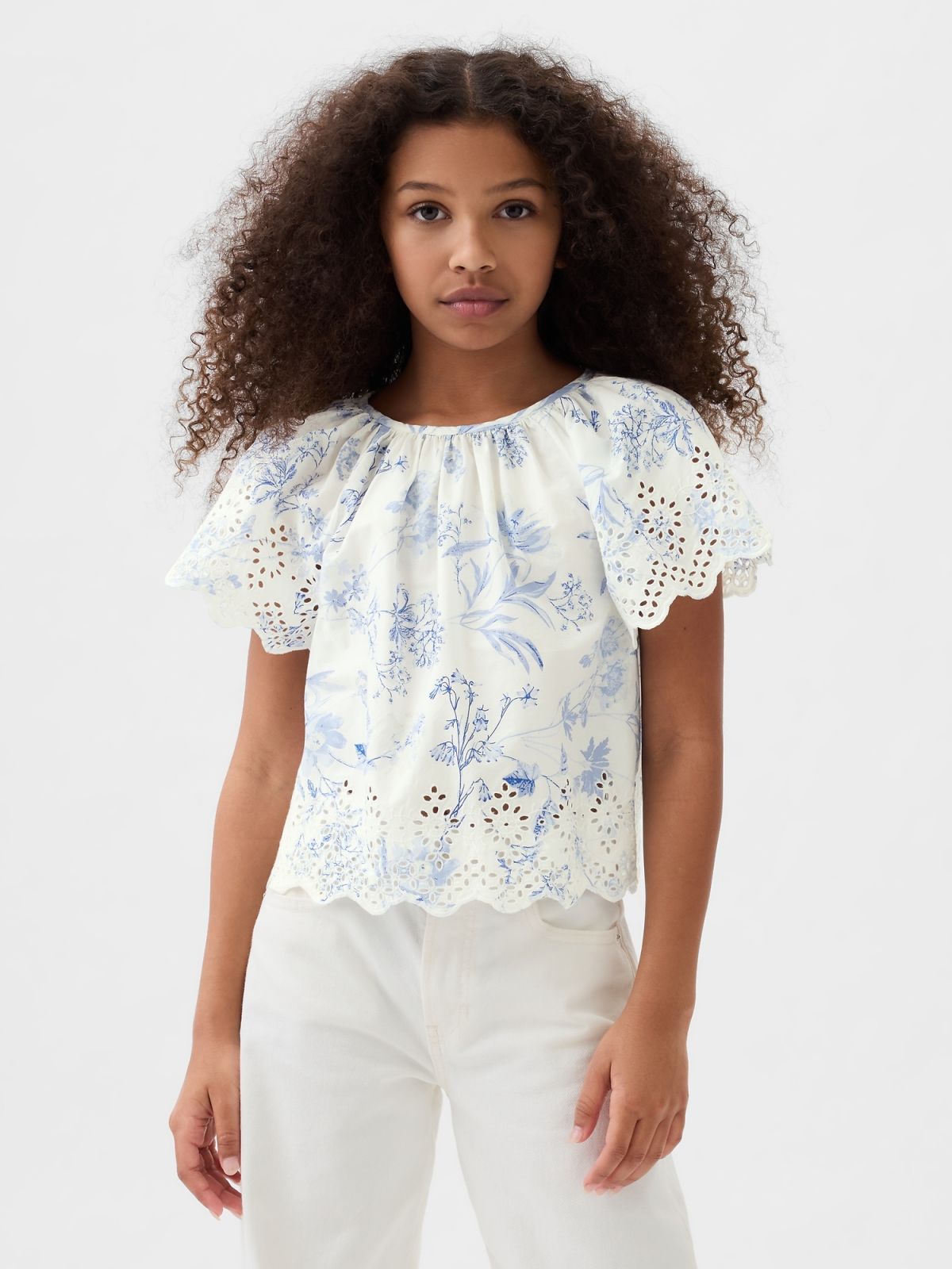 Μπλε Παιδικό Eyelet Flutter Πουκάμισο-881294000