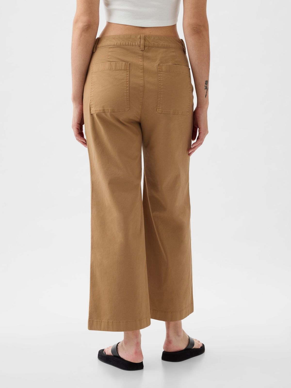 Καφέ High Stride Wide-Leg Ankle Khakis Παντελόνι-873266002