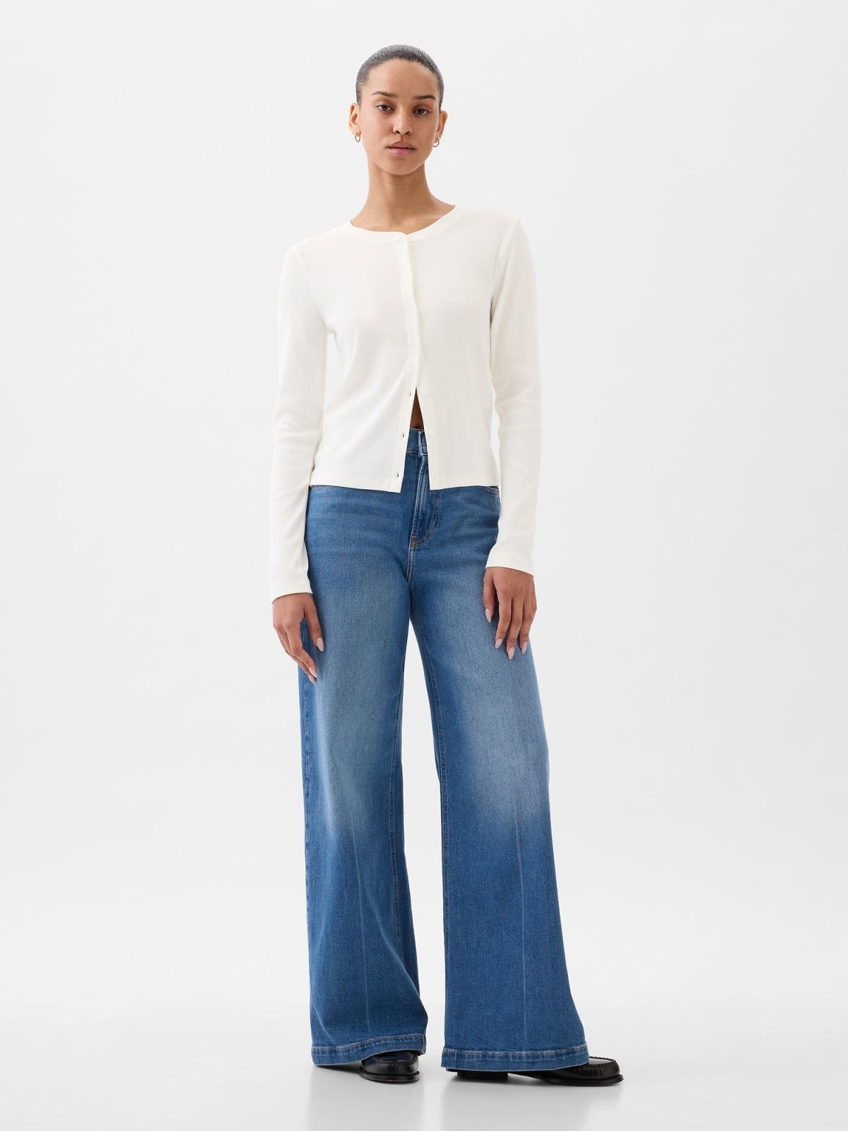 Άσπρο Modern Rib Ζακέτα-855373003