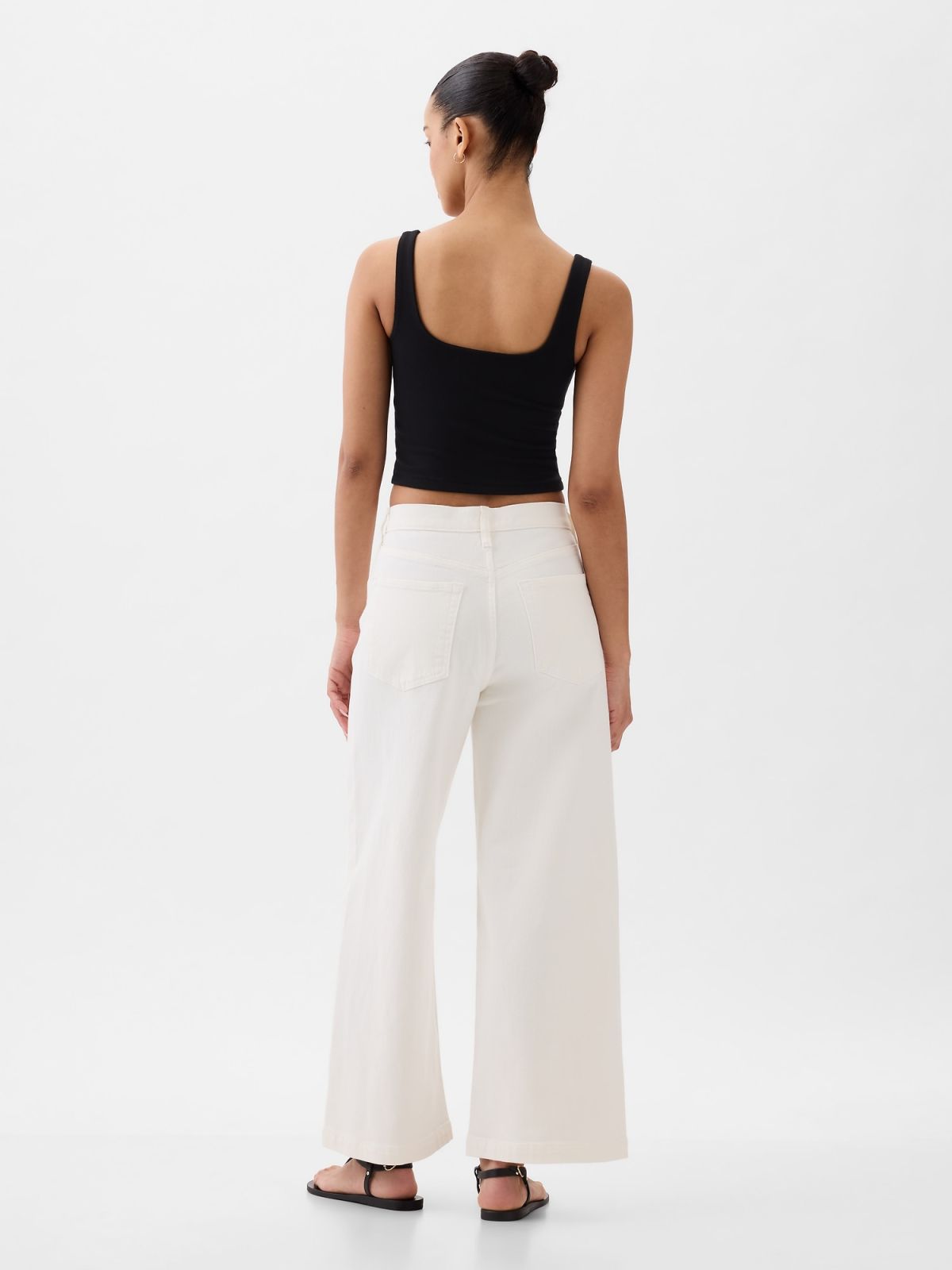 Λευκό High Stride Wide-Leg Ankle Jean Παντελόνι-853453000