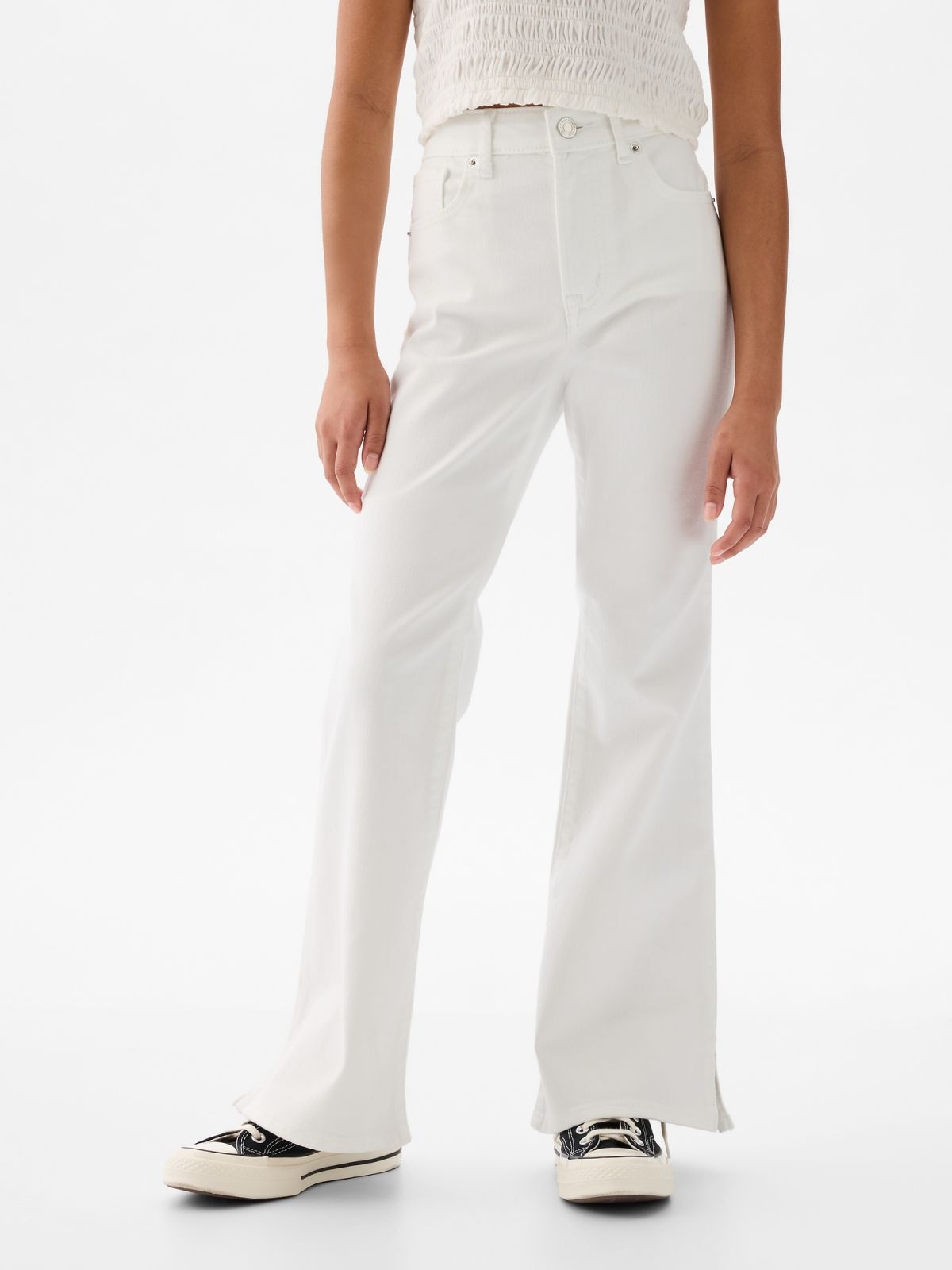 Άσπρο Παιδικό High Rise '70s Flare Jean Παντελόνι-871148000