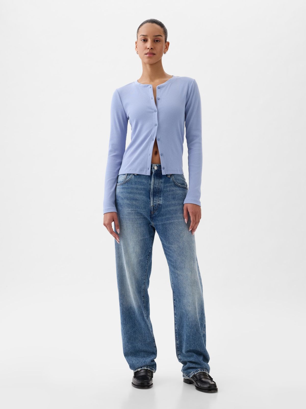 Μπλε Modern Rib Ζακέτα-855373001