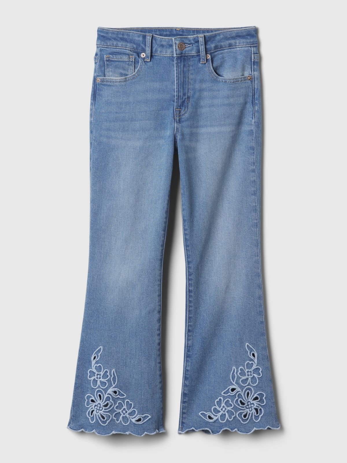 Μπλε Παιδικό High Rise Embroidered '70s Flare Τζιν Παντελόνι-879859000