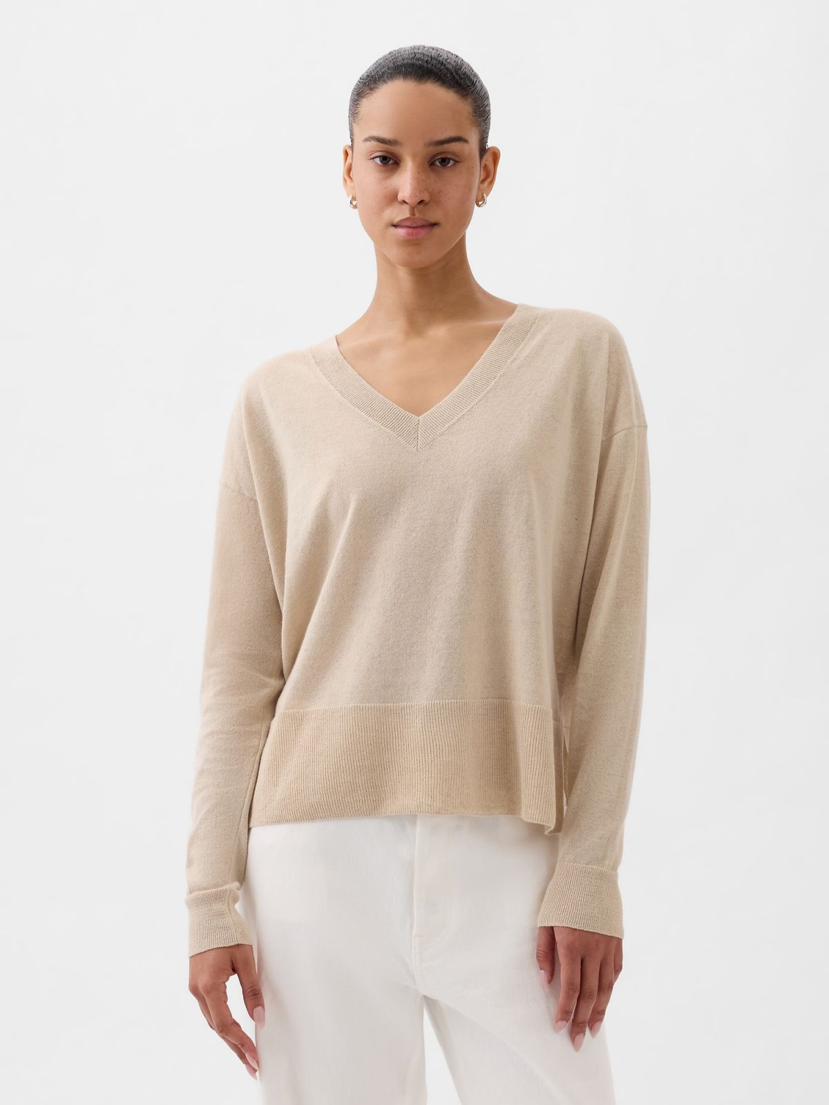 24/7 Split-Hem Linen-Blend Sweater-854769002