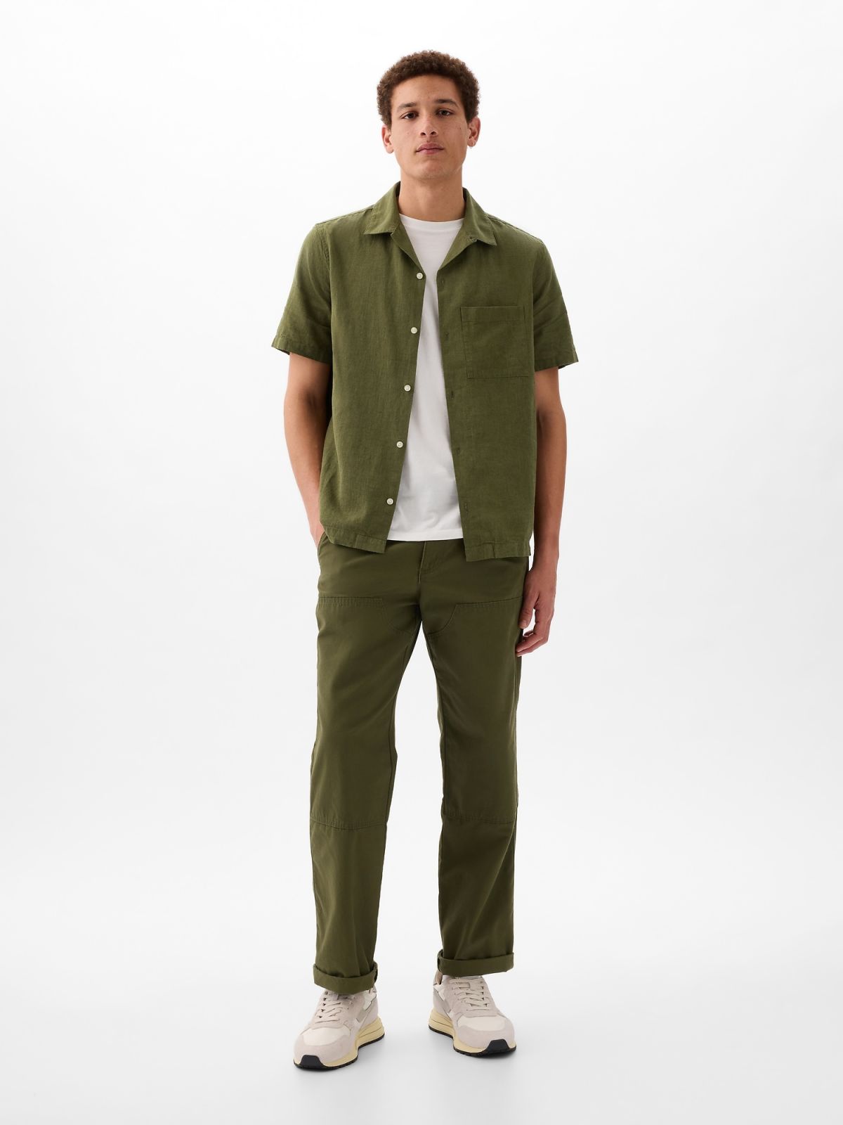 Πράσινο Linen-Cotton Πουκάμισο-855348001