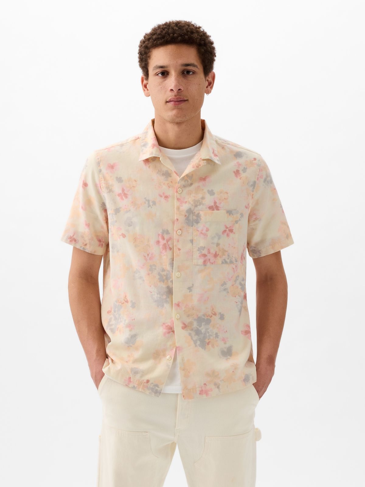 Ροζ Linen-Cotton Πουκάμισο-855348008