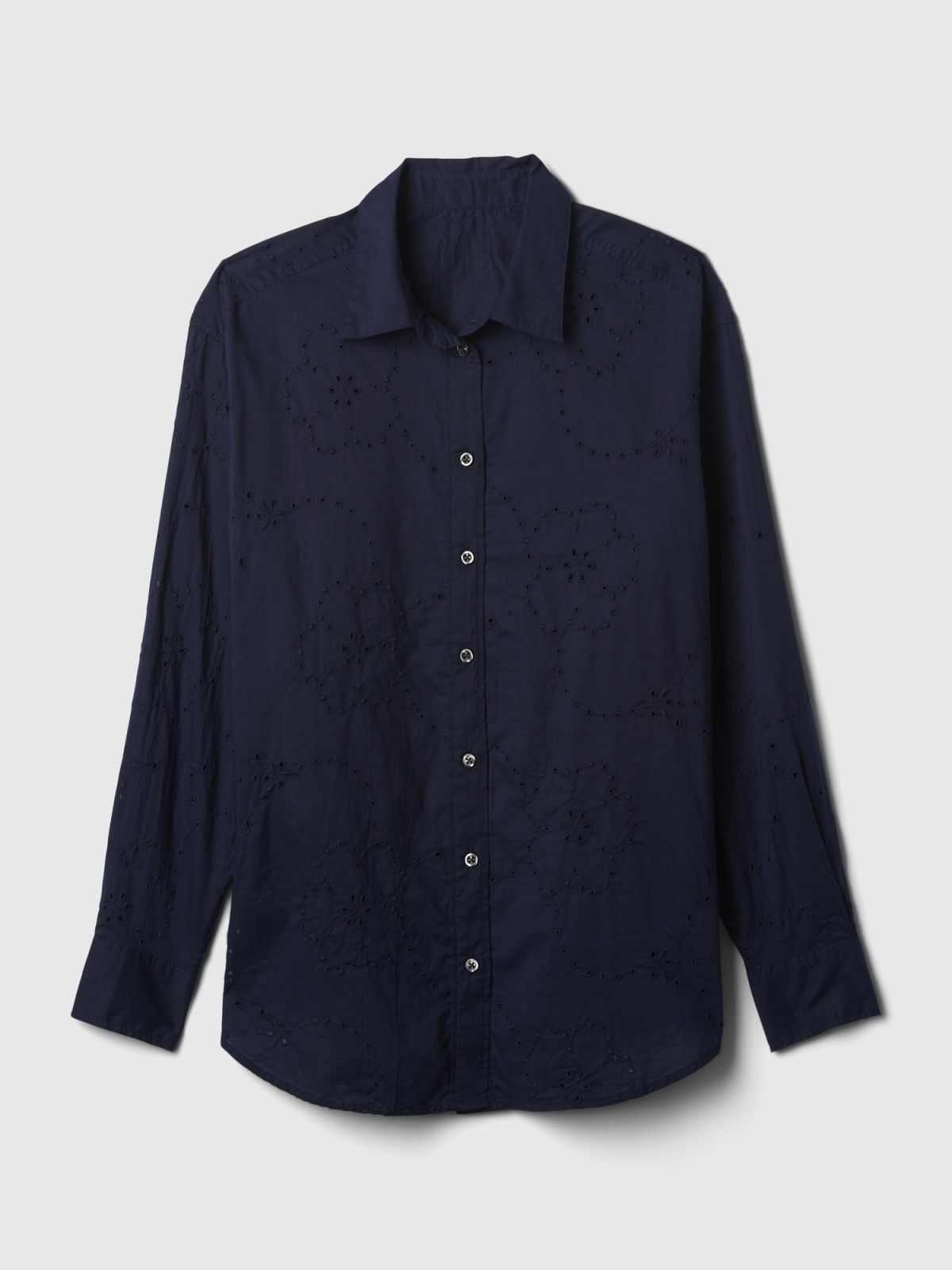 Μπλε Eyelet Big Πουκάμισο-875979001