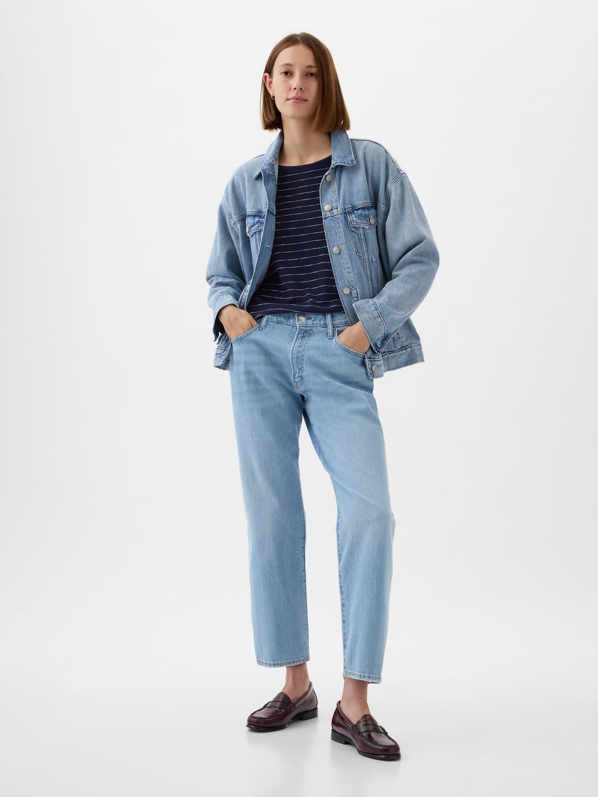 Μπλε Linen-Blend Boatneck Μπλούζα-878218000