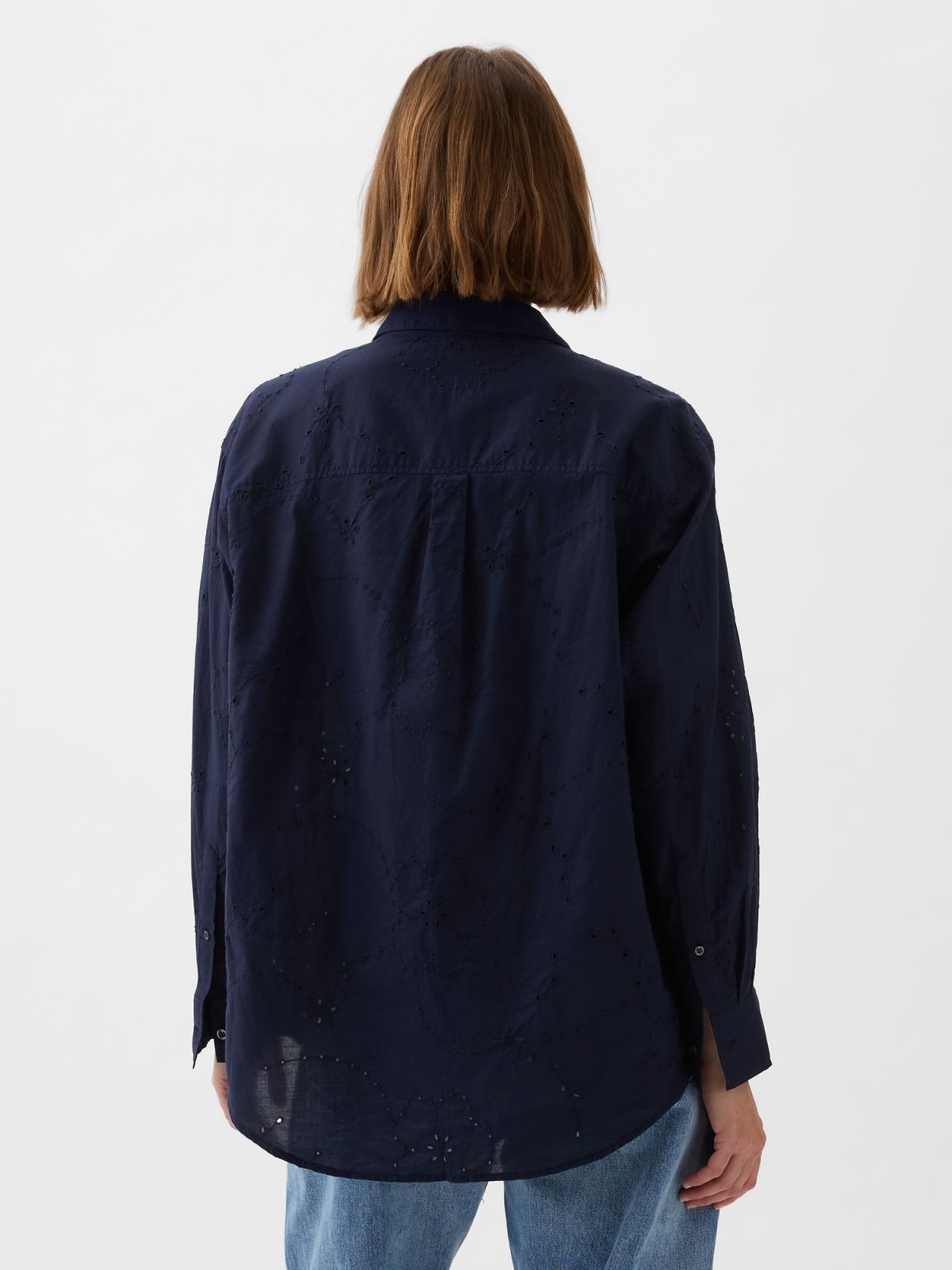 Μπλε Eyelet Big Πουκάμισο-875979001