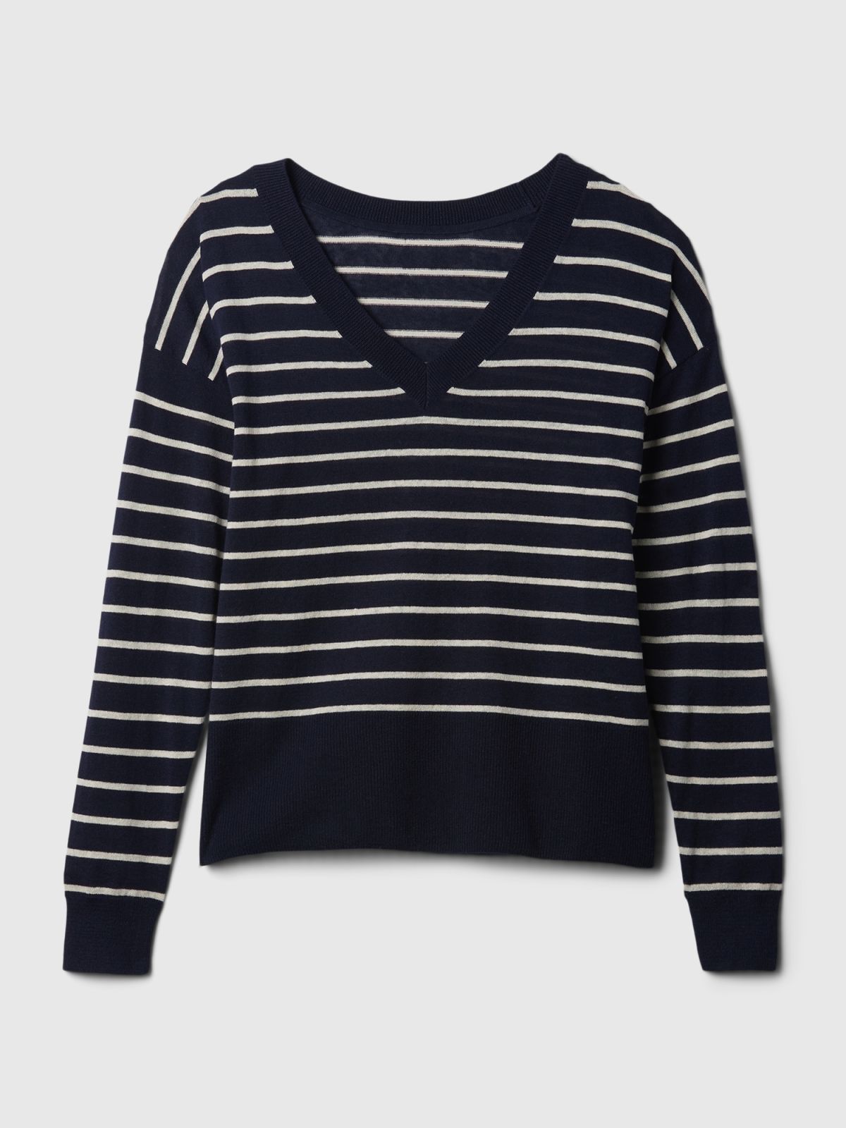 Μπλε 24/7 Split-Hem Linen-Blend Πουλόβερ-854769004