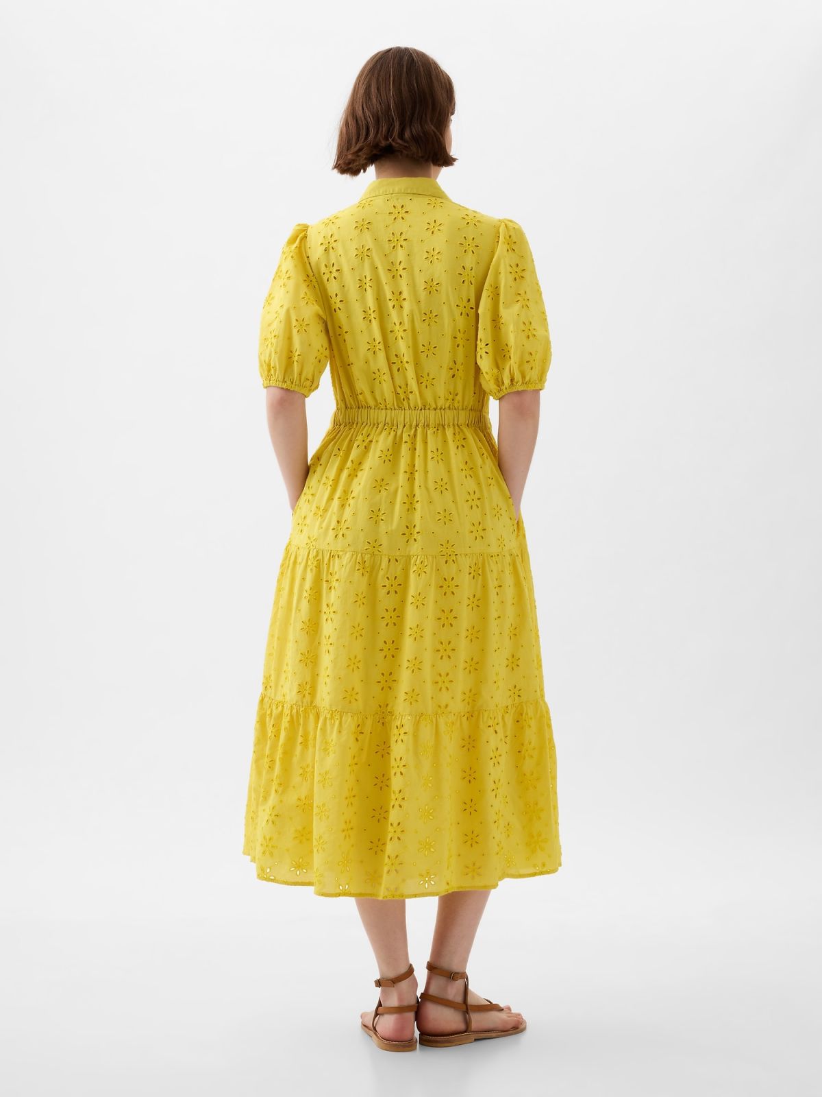 Eyelet Tiered Midi Dress-880339001